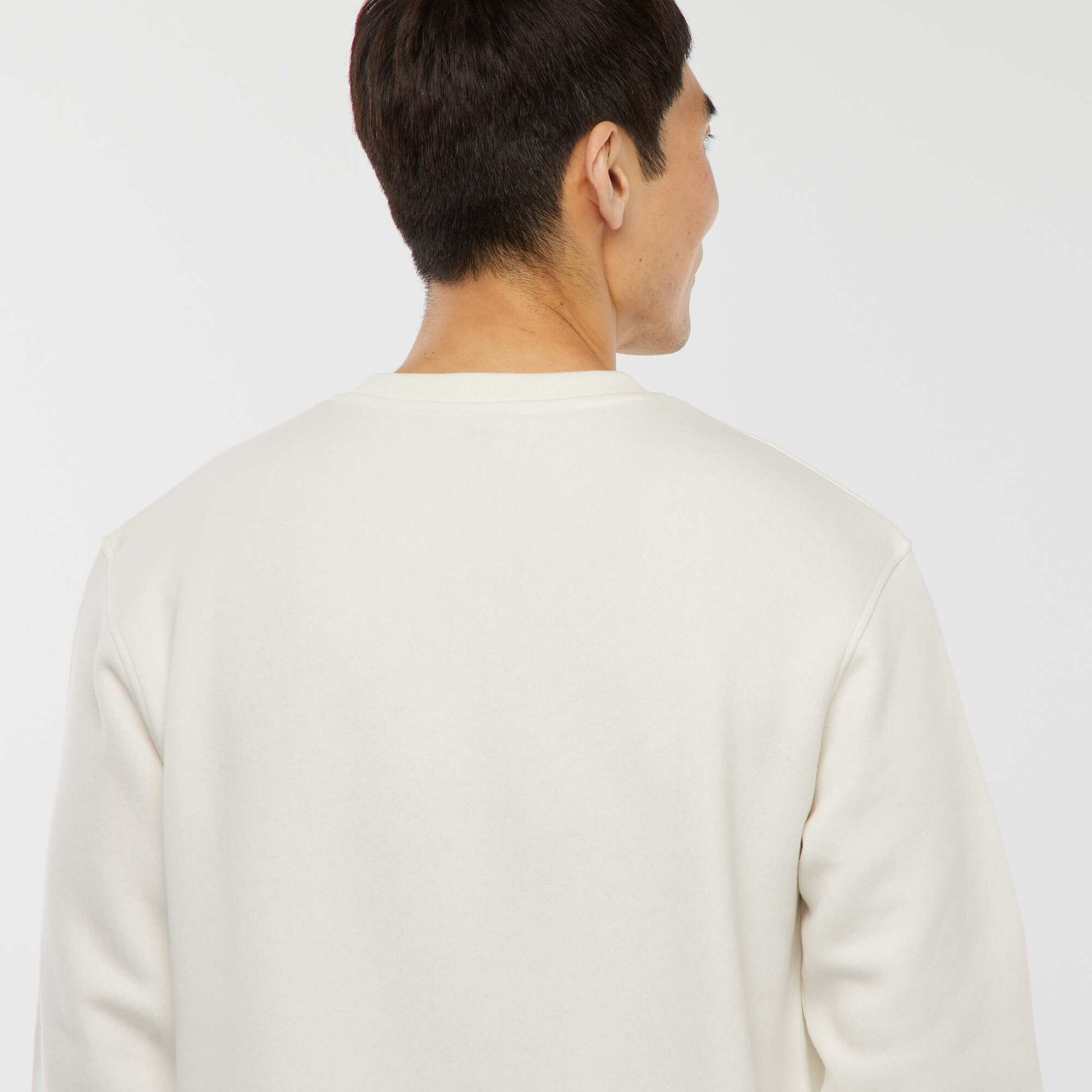 Sweat uni en molleton col rond BLANC