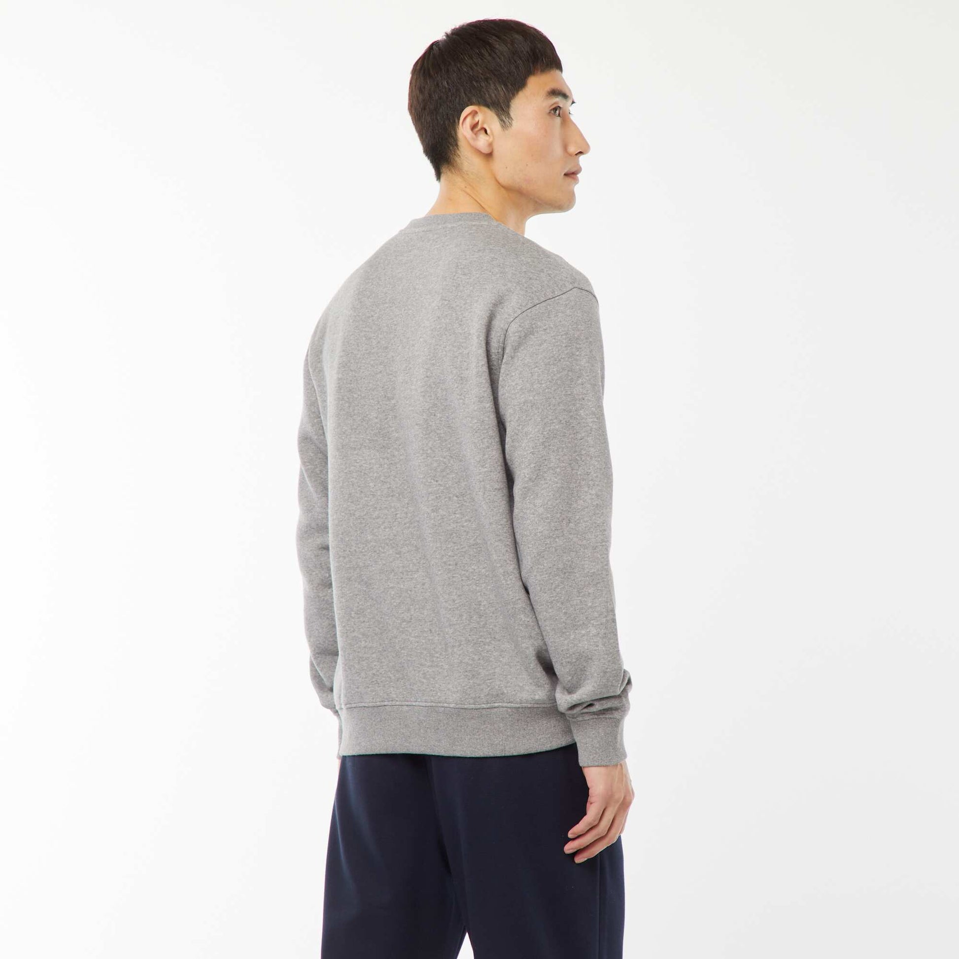 Sweat uni en molleton col rond GRIS