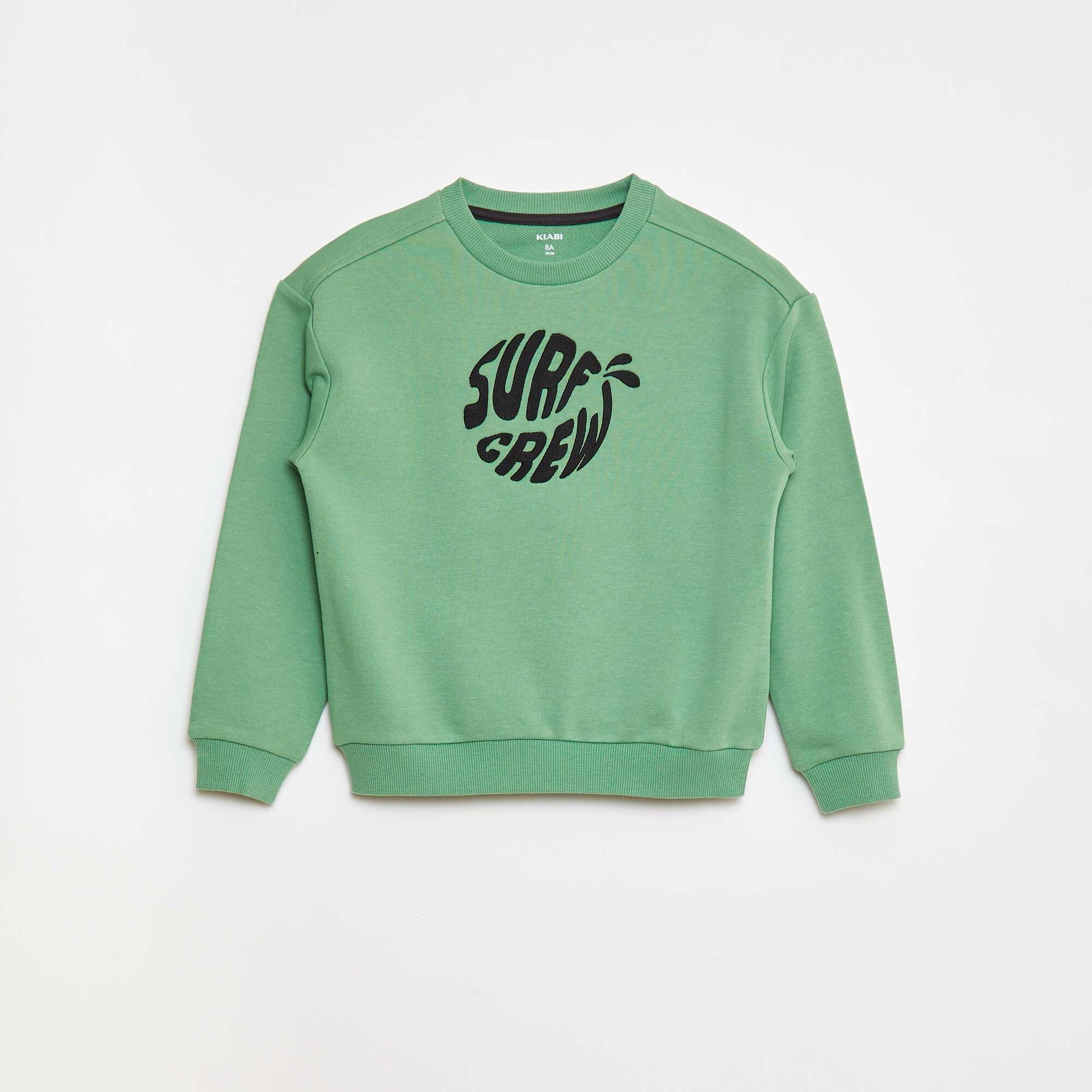 Sweat en french terry avec message brodé VERT