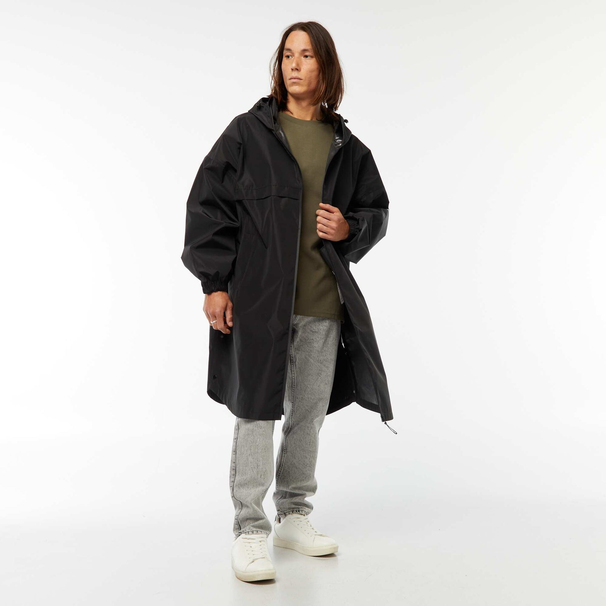 Cape de pluie imperméable à capuche NOIR
