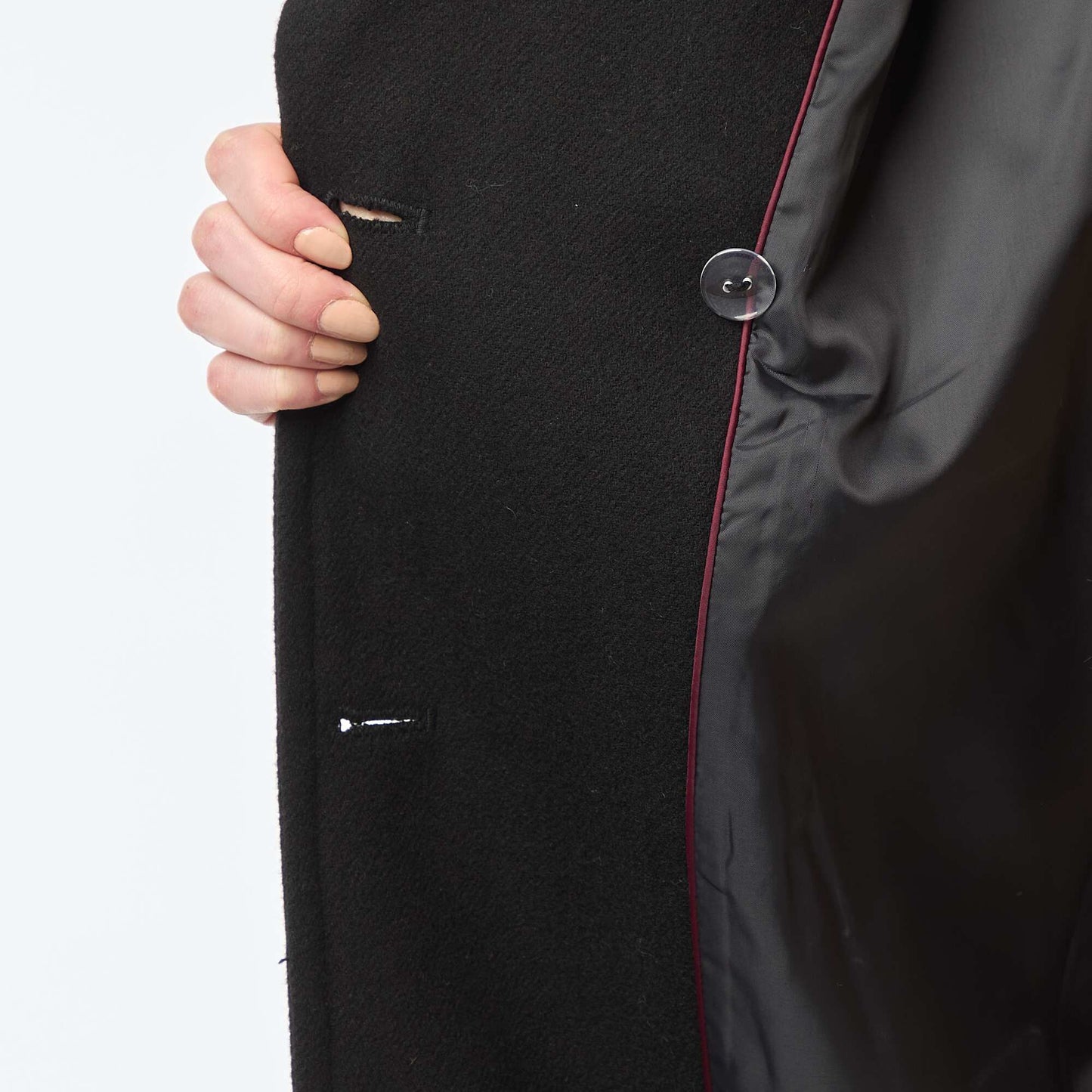 Manteau long chaud à ceinture NOIR