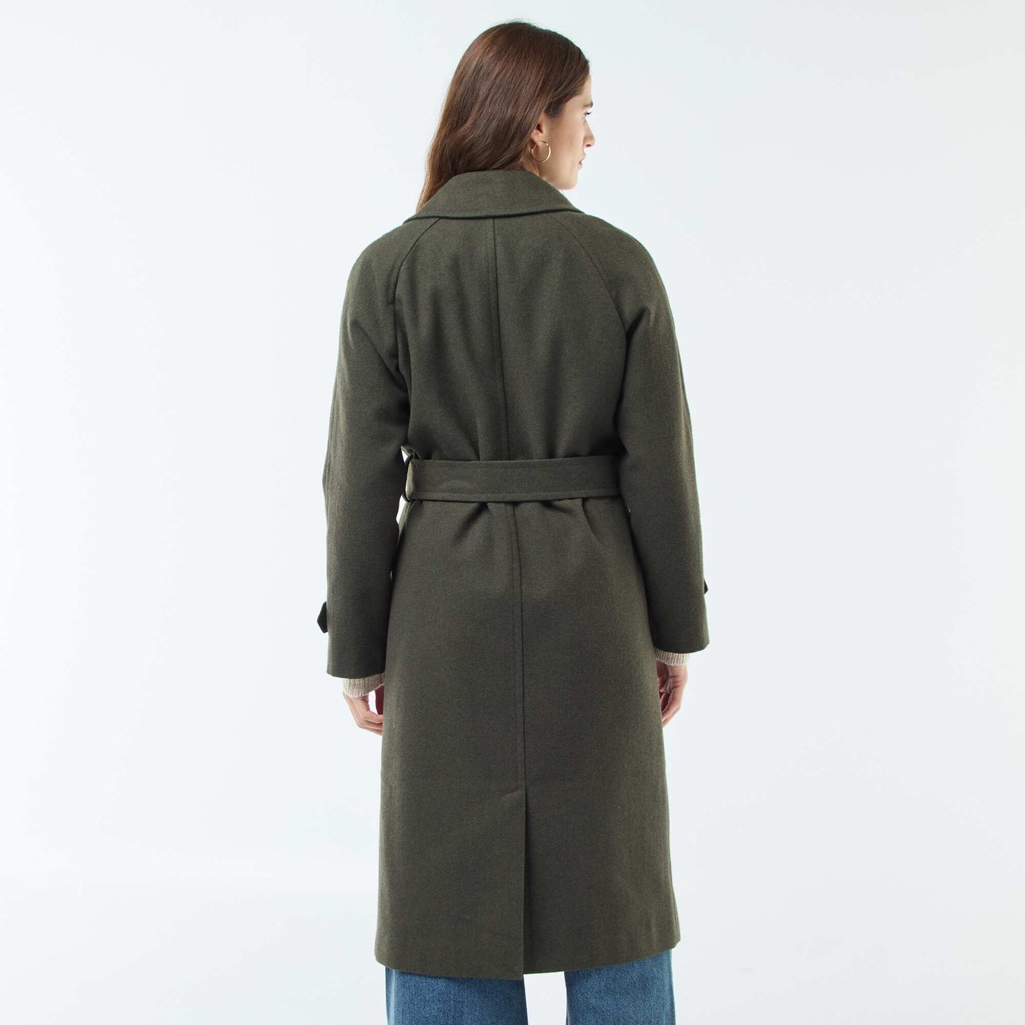 Manteau long chaud à ceinture KAKI