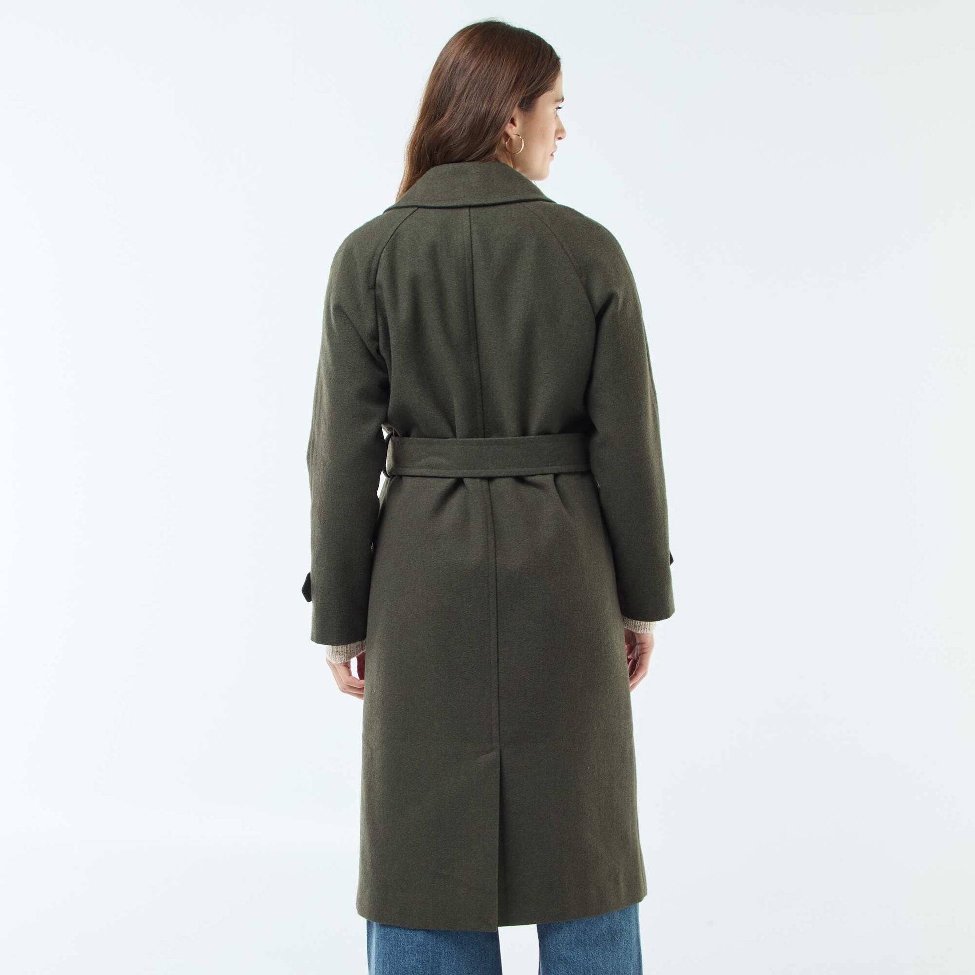 Manteau long chaud à ceinture KAKI