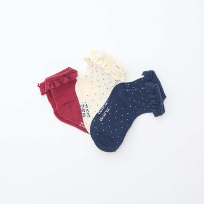 Chaussettes volantées - Lot de 3 BLEU/ROUGE/BLANC