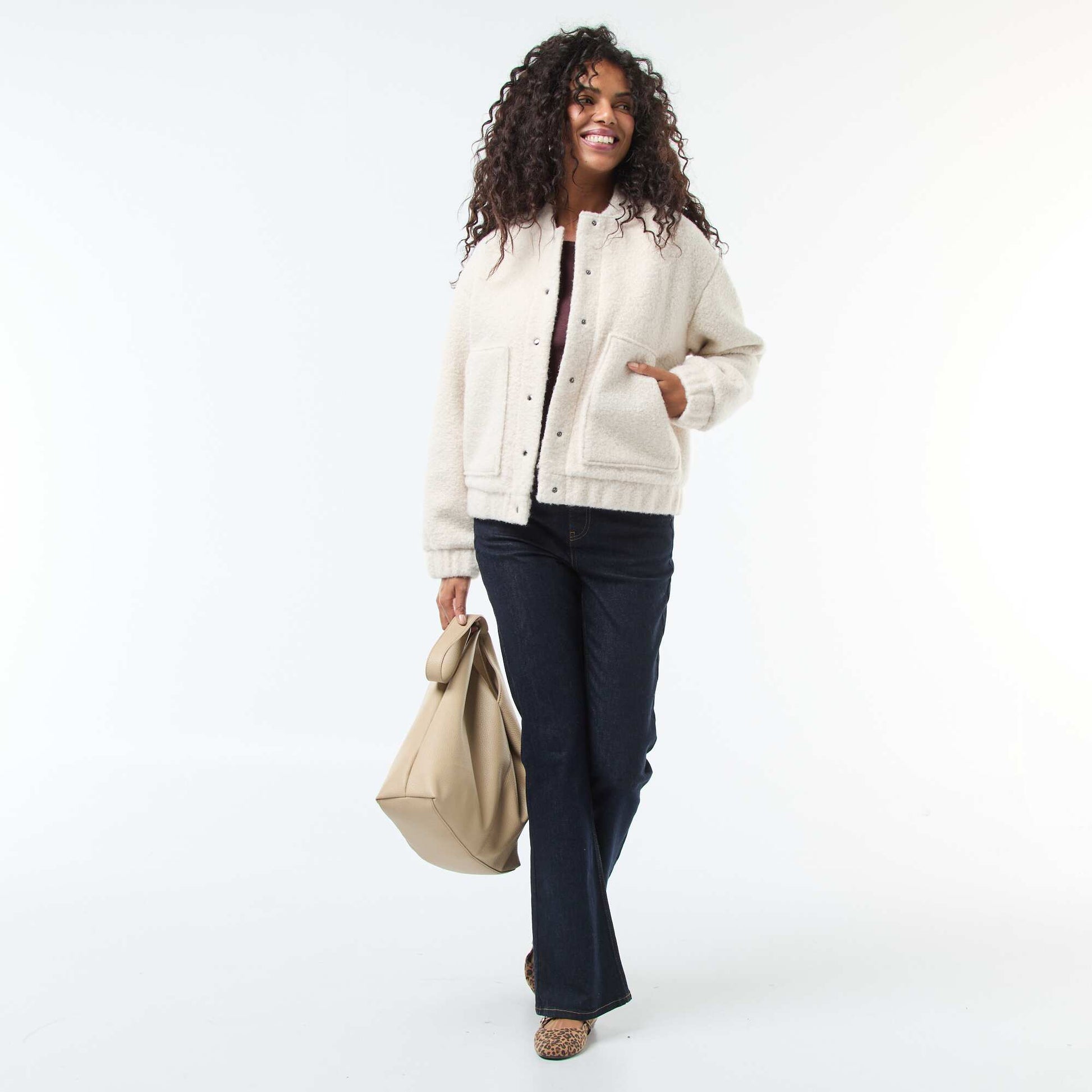 Blouson américain moutonné BEIGE