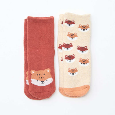 Paire de chaussettes fantaisie anti-dérapantes MARRON