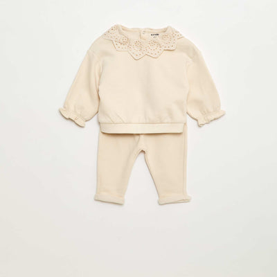 Ensemble jogging + sweat en molleton - 2 pièces BEIGE