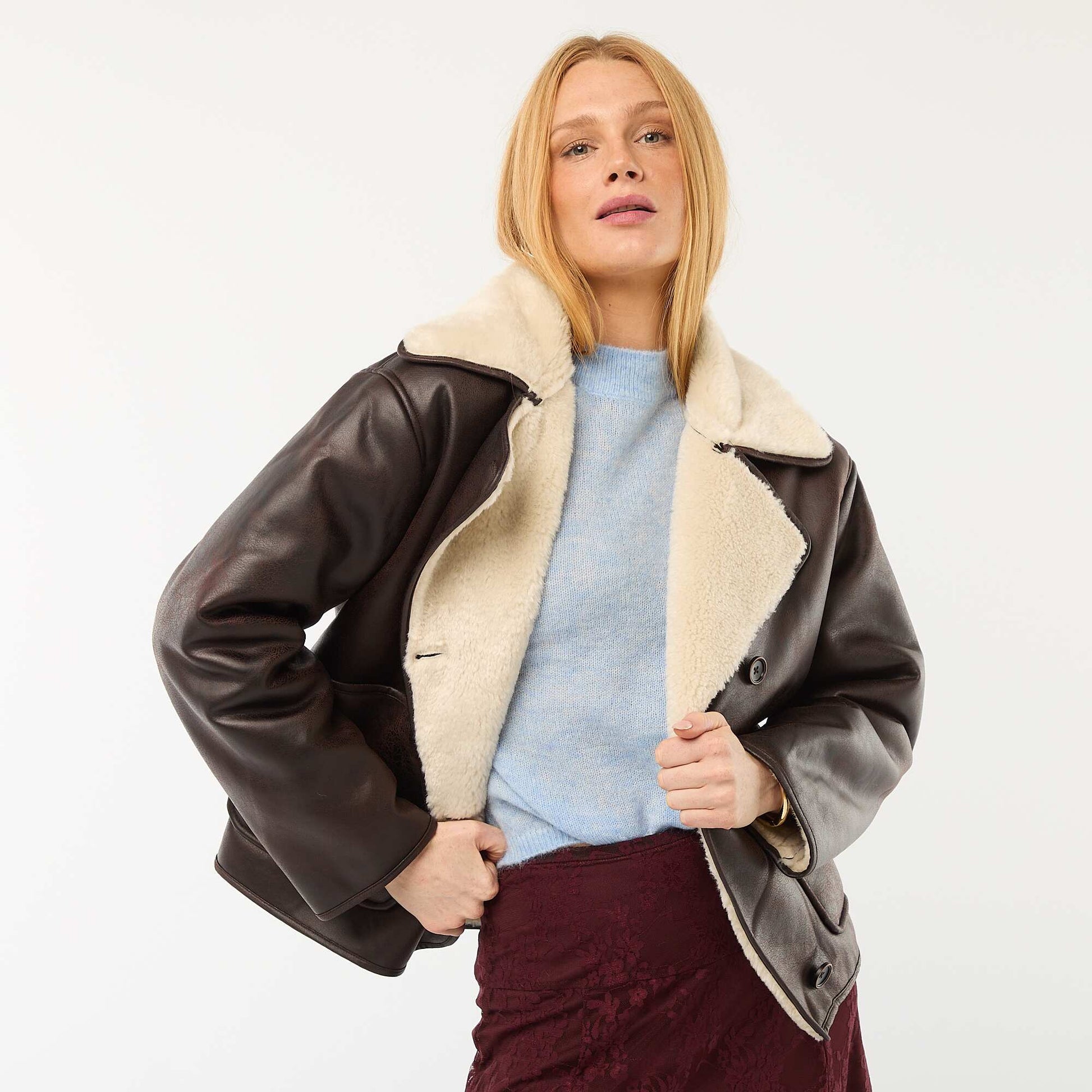 Manteau doublé style aviateur MARRON