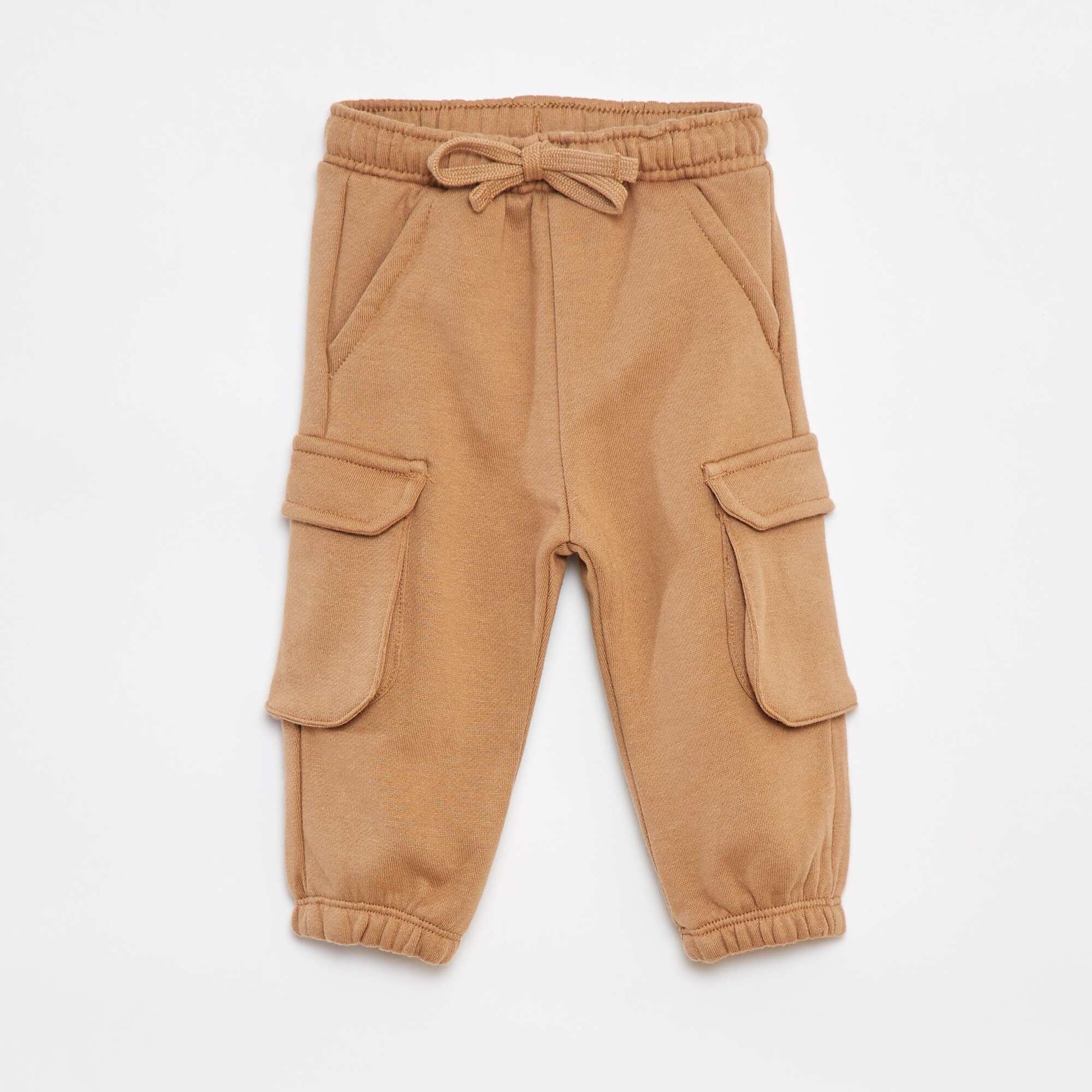 Pantalon jogging uni avec grandes poches BEIGE