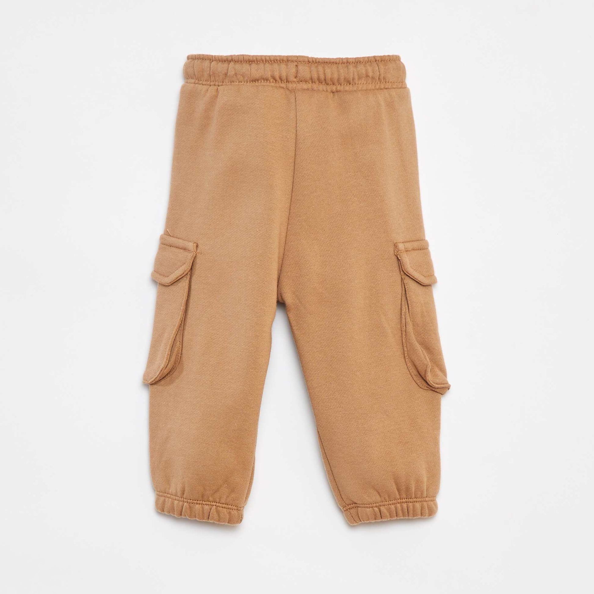 Pantalon jogging uni avec grandes poches BEIGE