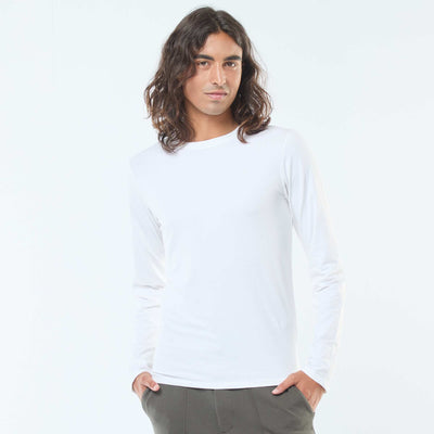 T-shirt uni à manches courtes et col rond BLANC