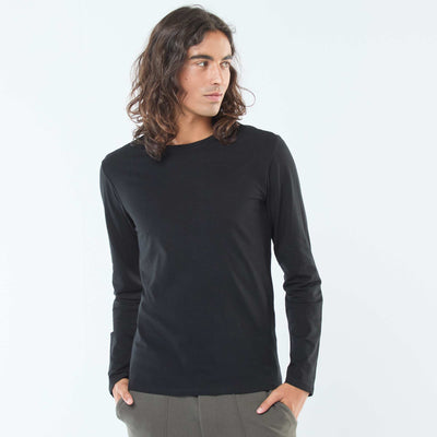 T-shirt uni à manches courtes et col rond NOIR