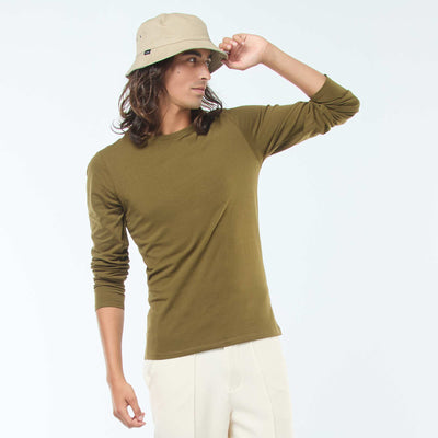 T-shirt uni à manches courtes et col rond VERT