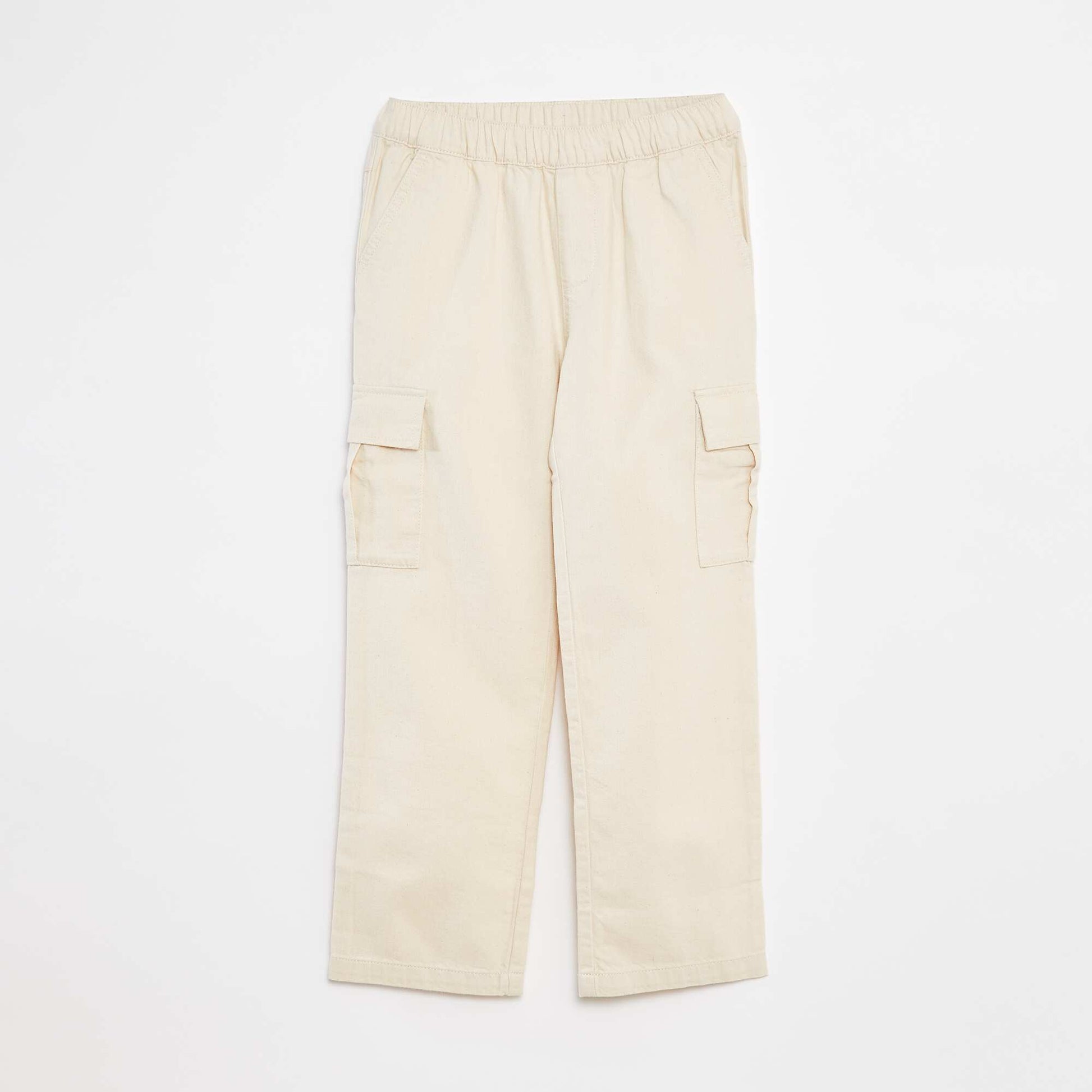 Pantalon multipoche avec taille ajustable BLANC