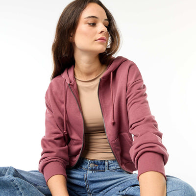 Sweat cropped à capuche ROSE