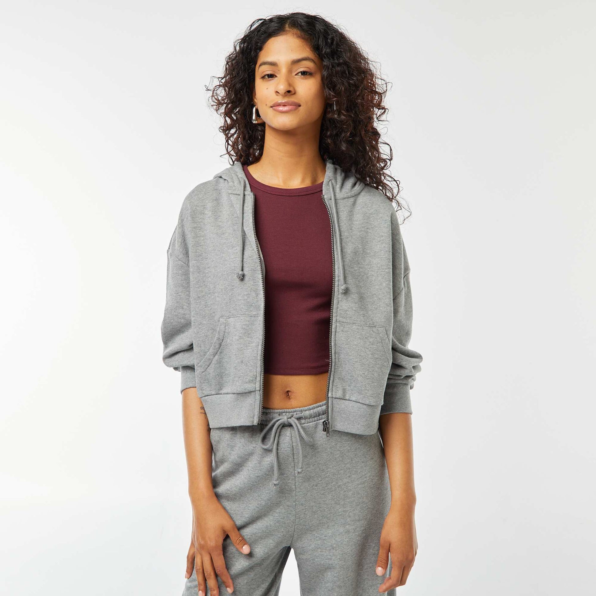 Sweat cropped à capuche GRIS