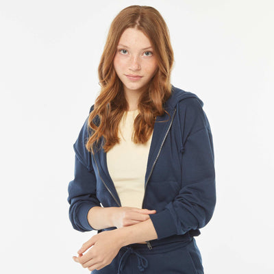 Sweat cropped à capuche BLEU
