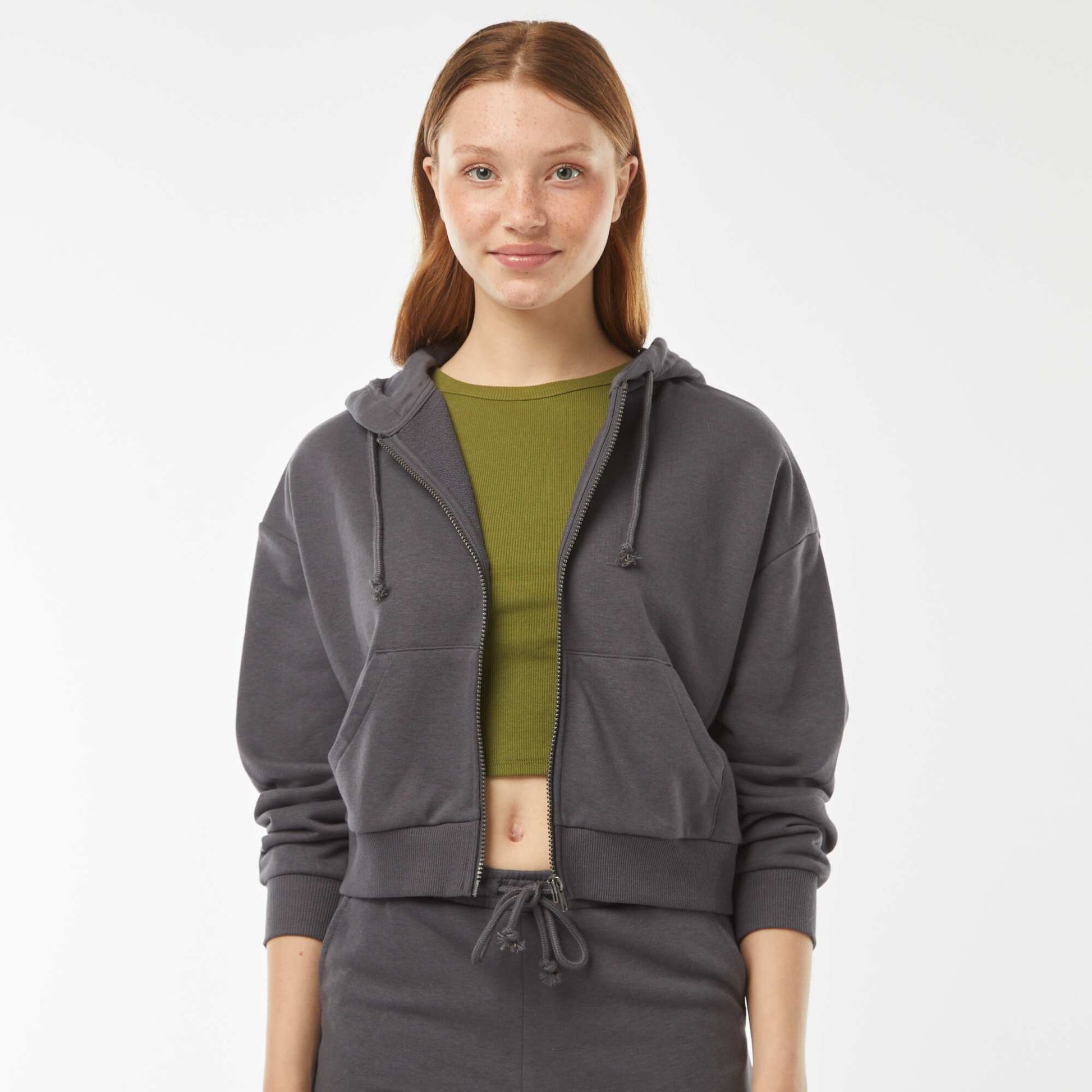 Sweat cropped à capuche GRIS