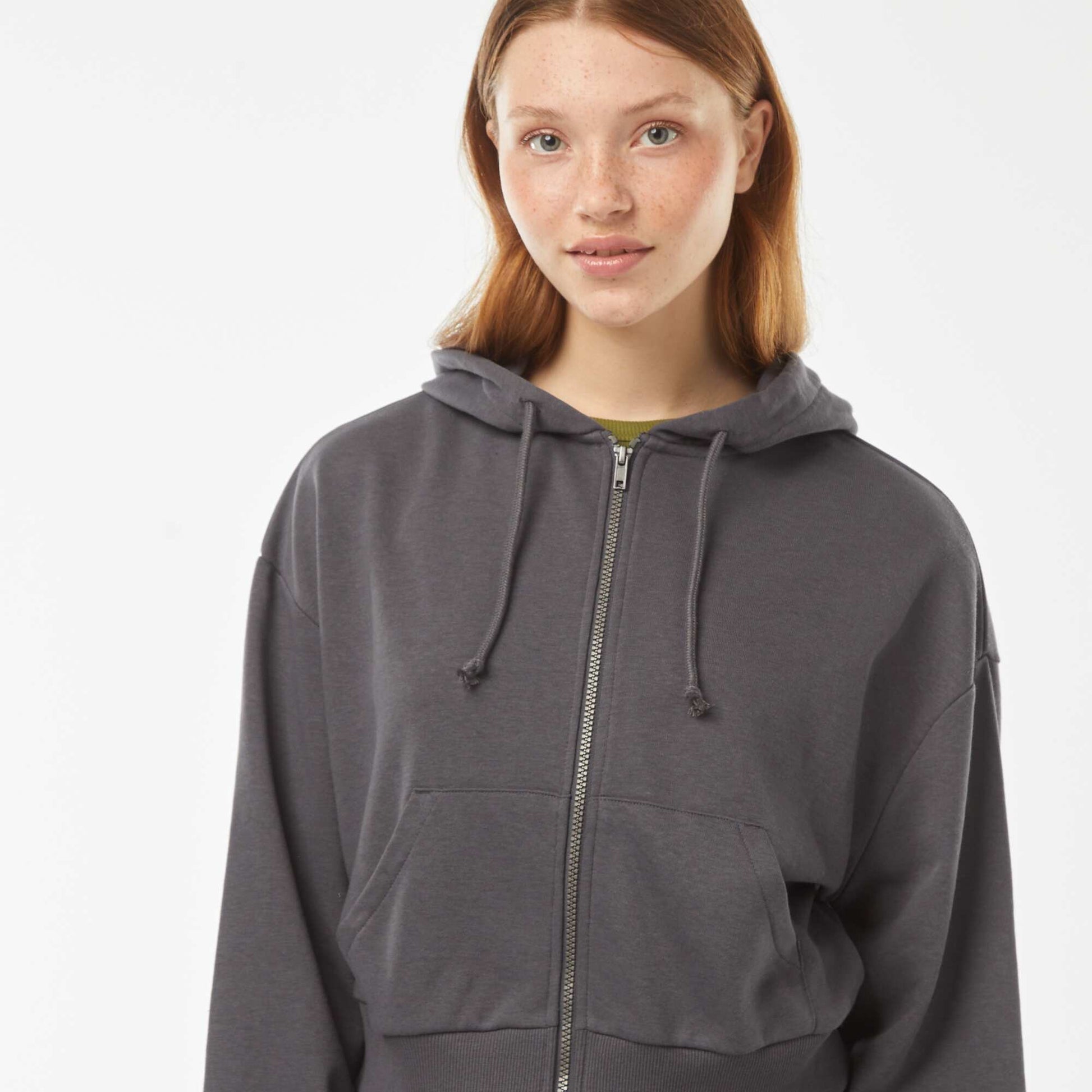 Sweat cropped à capuche GRIS