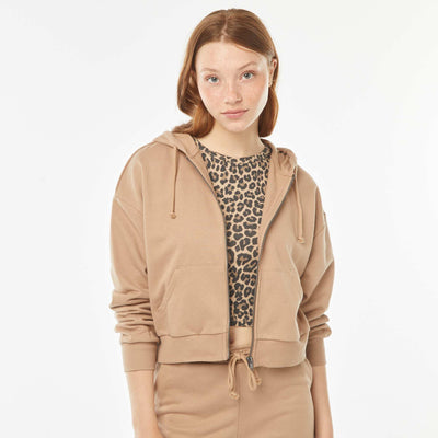 Sweat cropped à capuche BEIGE