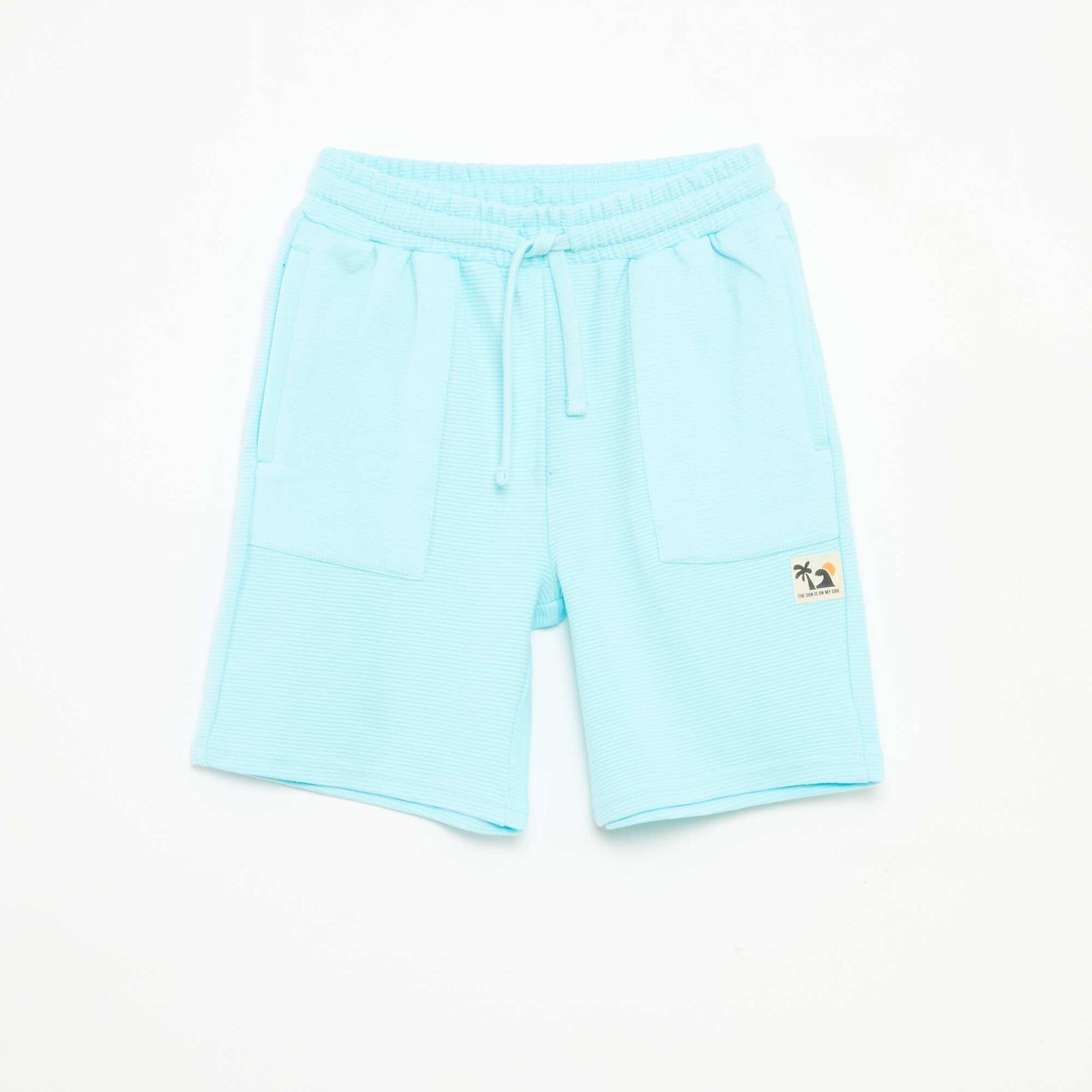 Short en maille fantaisie à 2 poches BLEU