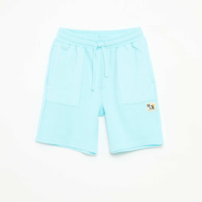 Short en maille fantaisie à 2 poches BLEU