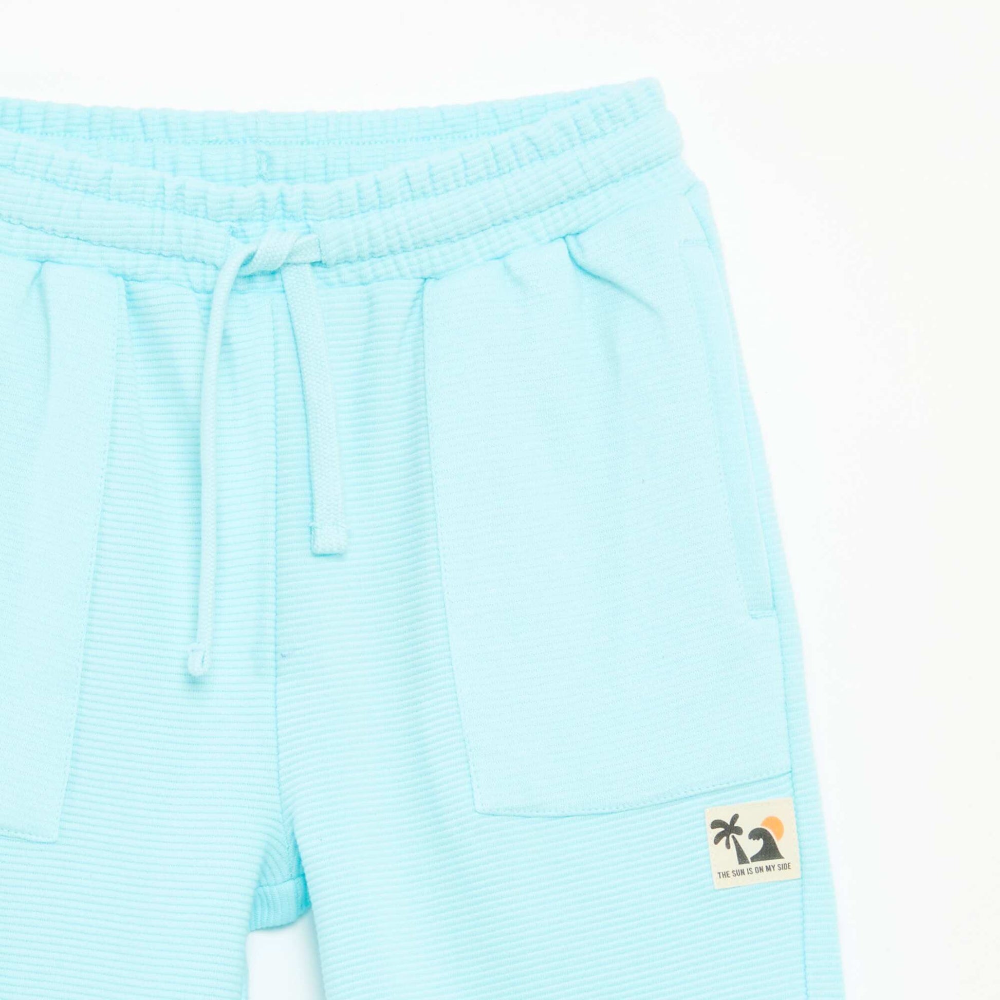 Short en maille fantaisie à 2 poches BLEU