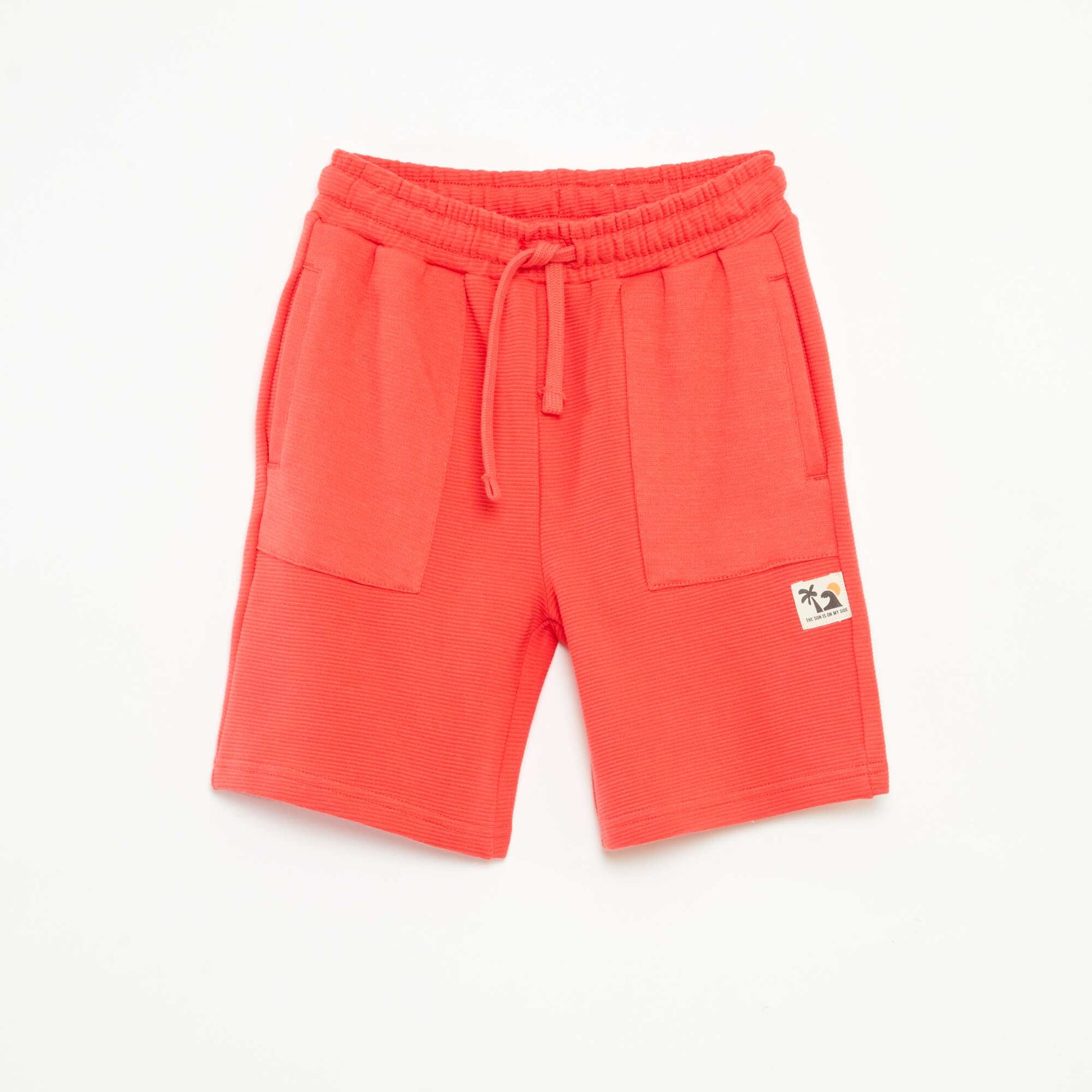 Short en maille fantaisie à 2 poches ROUGE