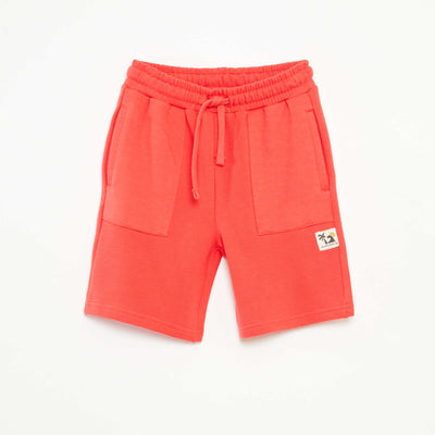 Short en maille fantaisie à 2 poches ROUGE