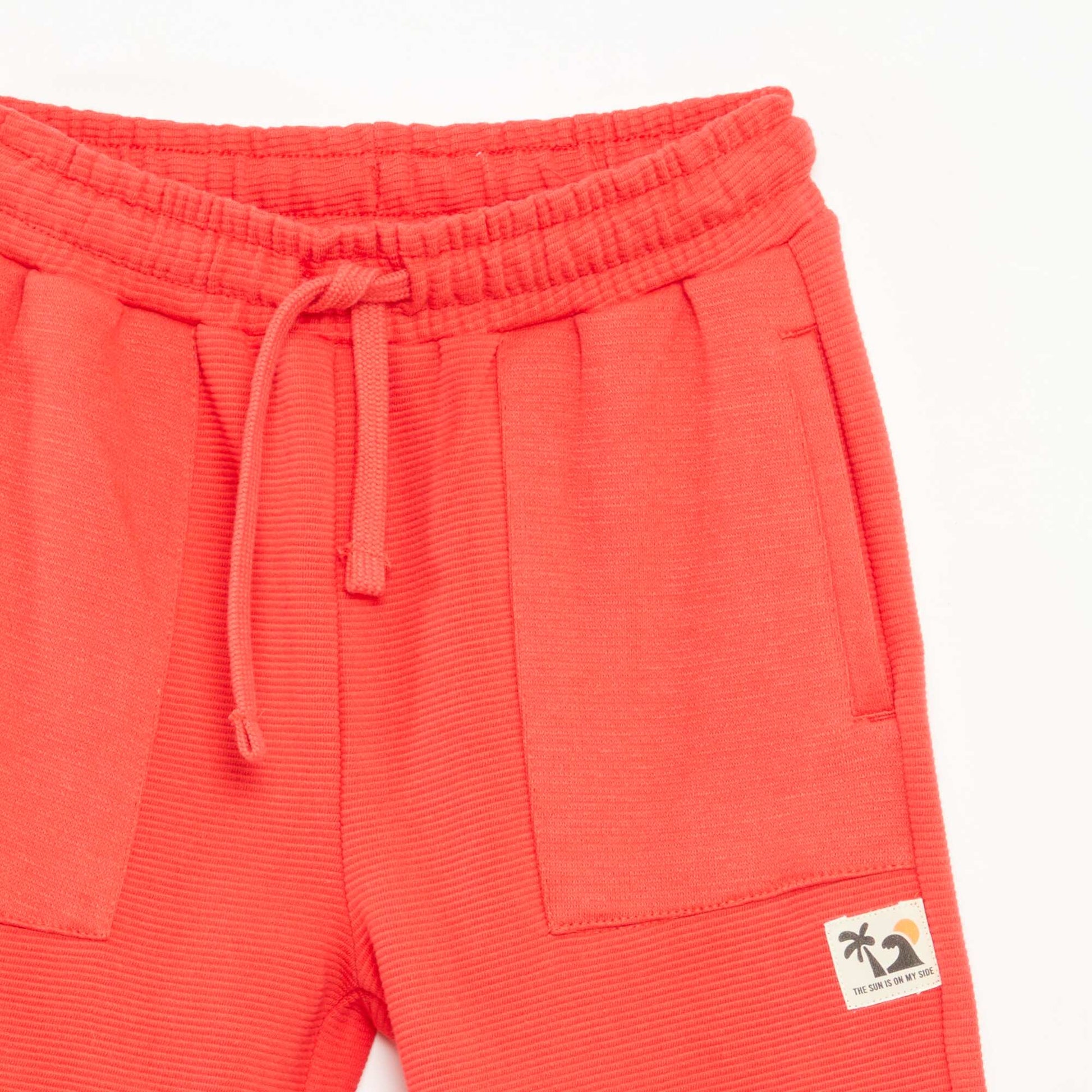 Short en maille fantaisie à 2 poches ROUGE