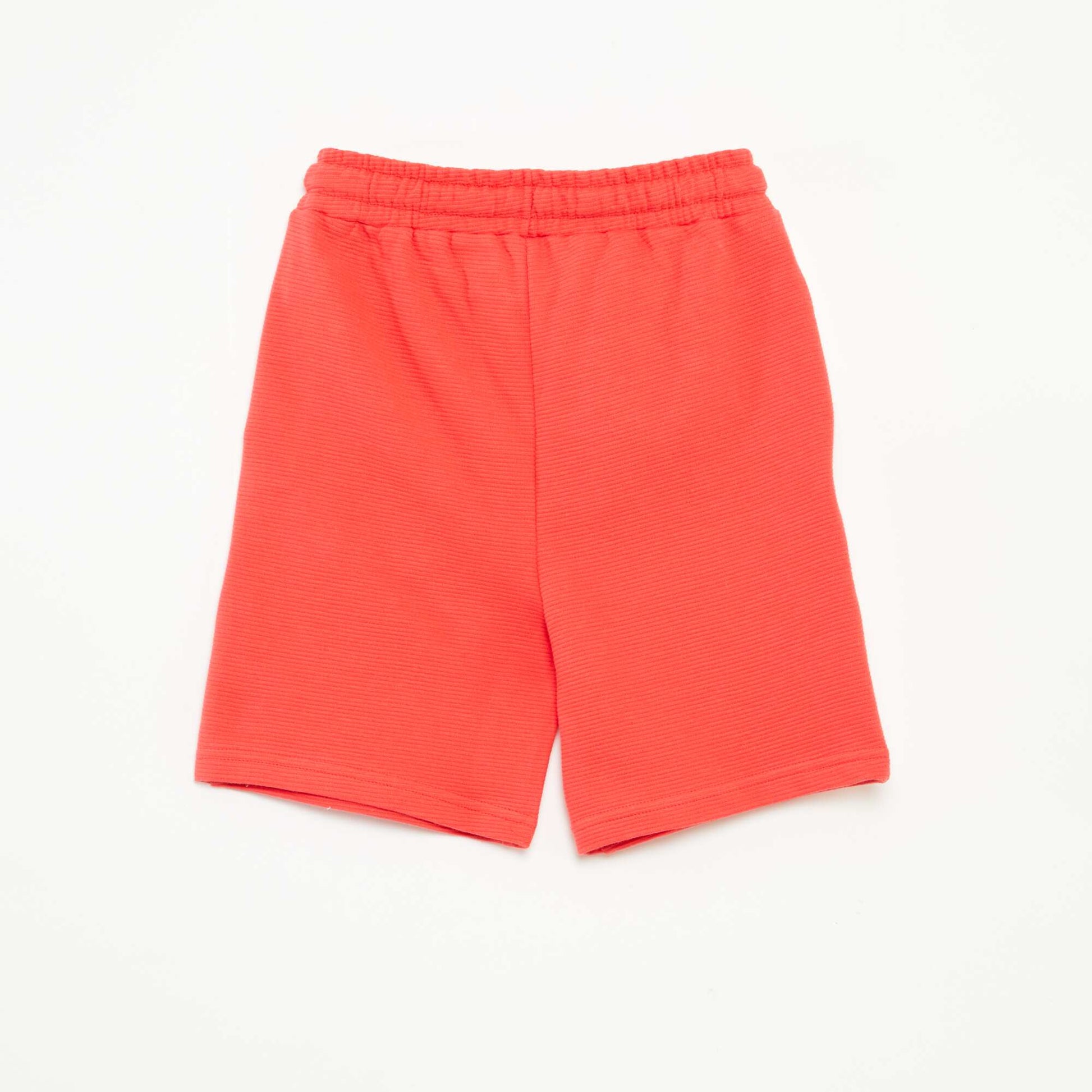 Short en maille fantaisie à 2 poches ROUGE