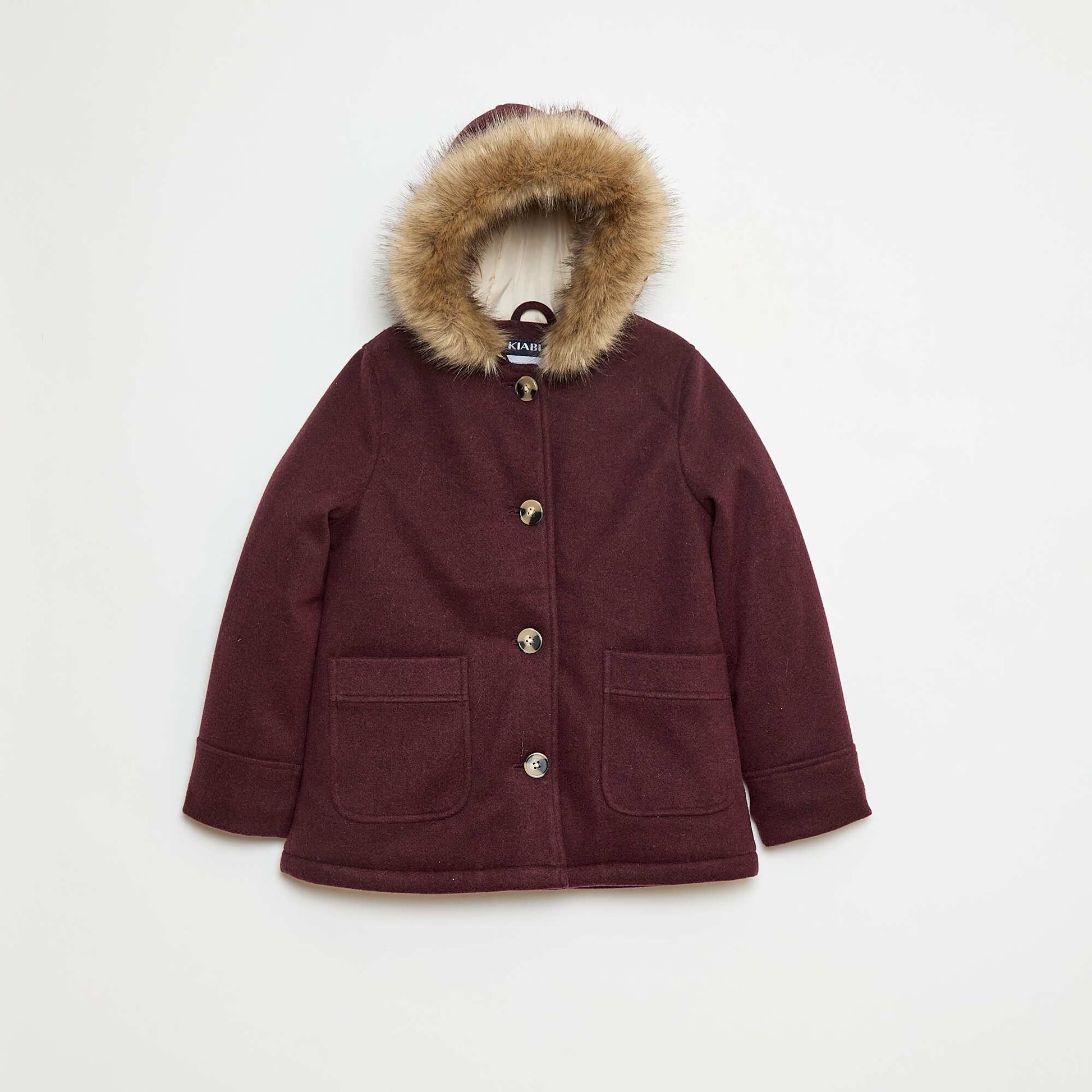 Manteau à capuche façon laine VIOLET