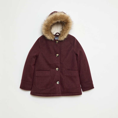 Manteau à capuche façon laine VIOLET