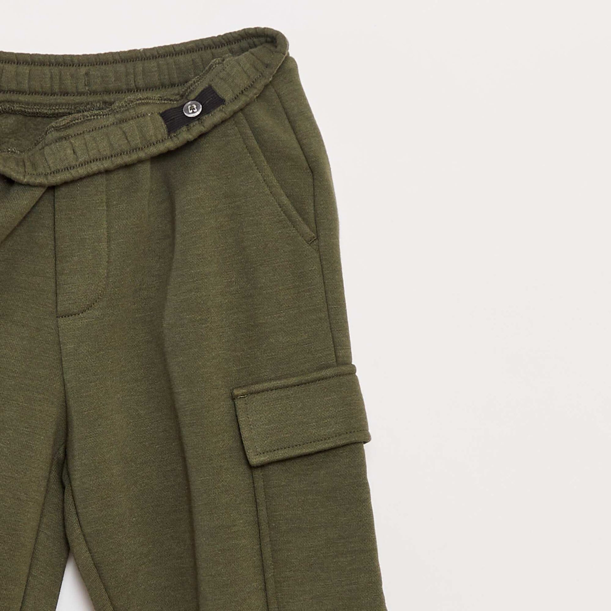 Jogging en molleton uni multi-poches VERT