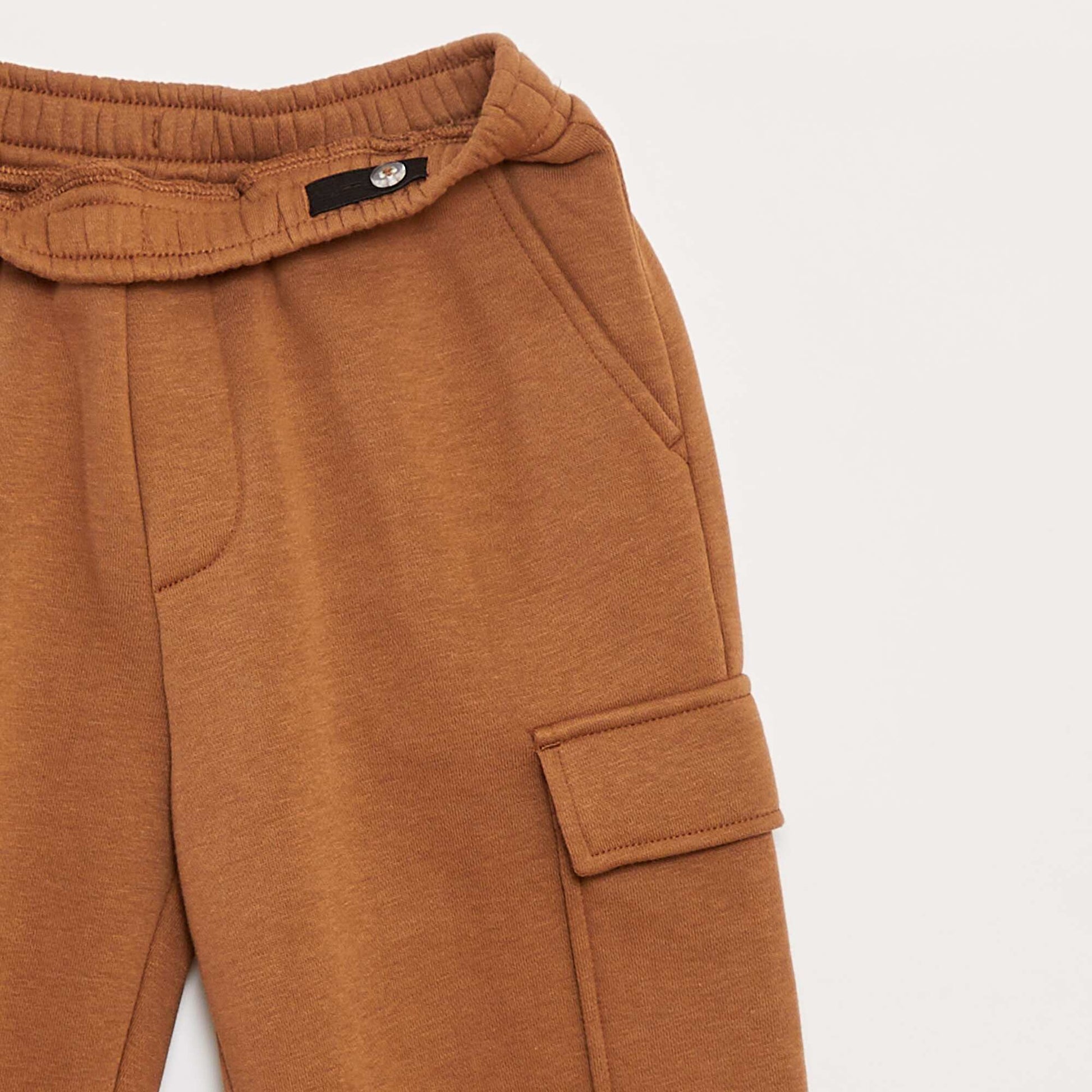 Jogging en molleton uni multi-poches BEIGE