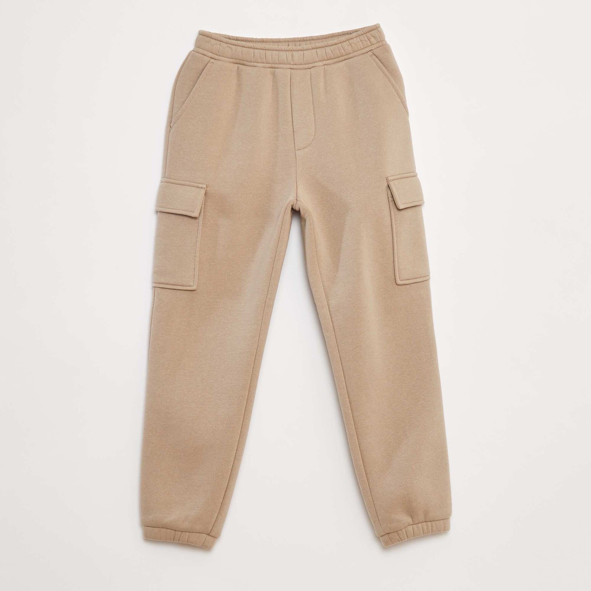 Jogging en molleton uni multi-poches BEIGE