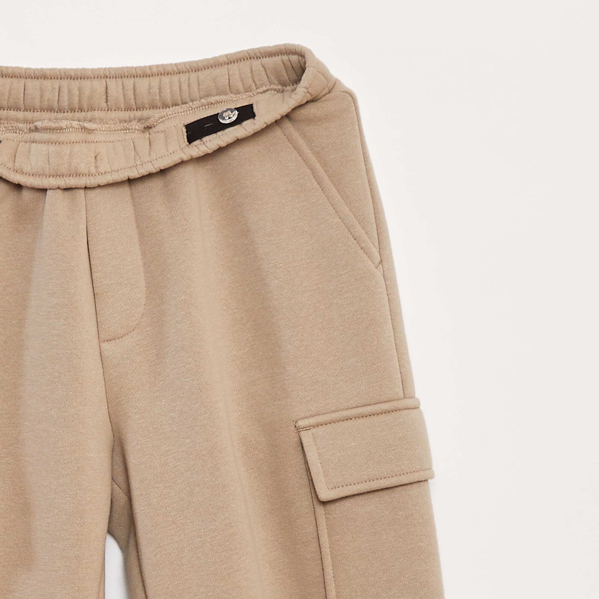 Jogging en molleton uni multi-poches BEIGE
