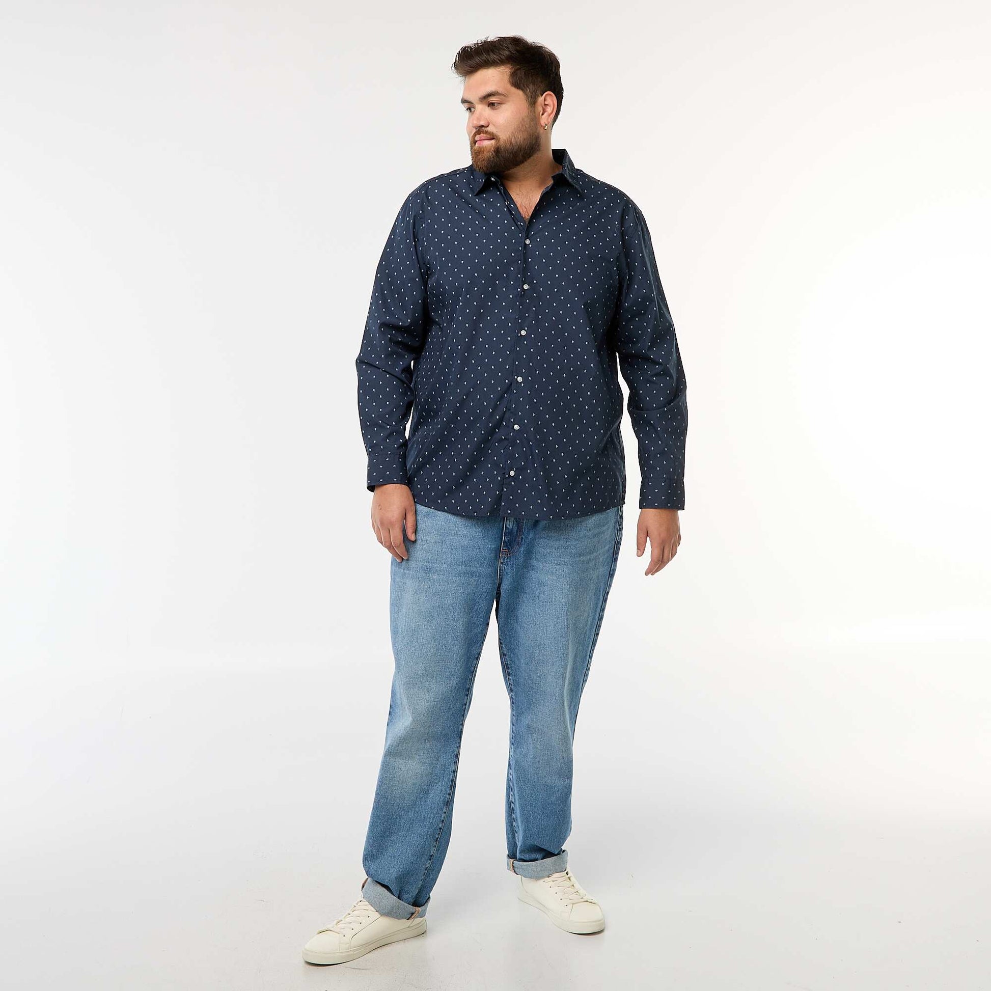 Chemise regular fit / coupe droite à motif BLEU