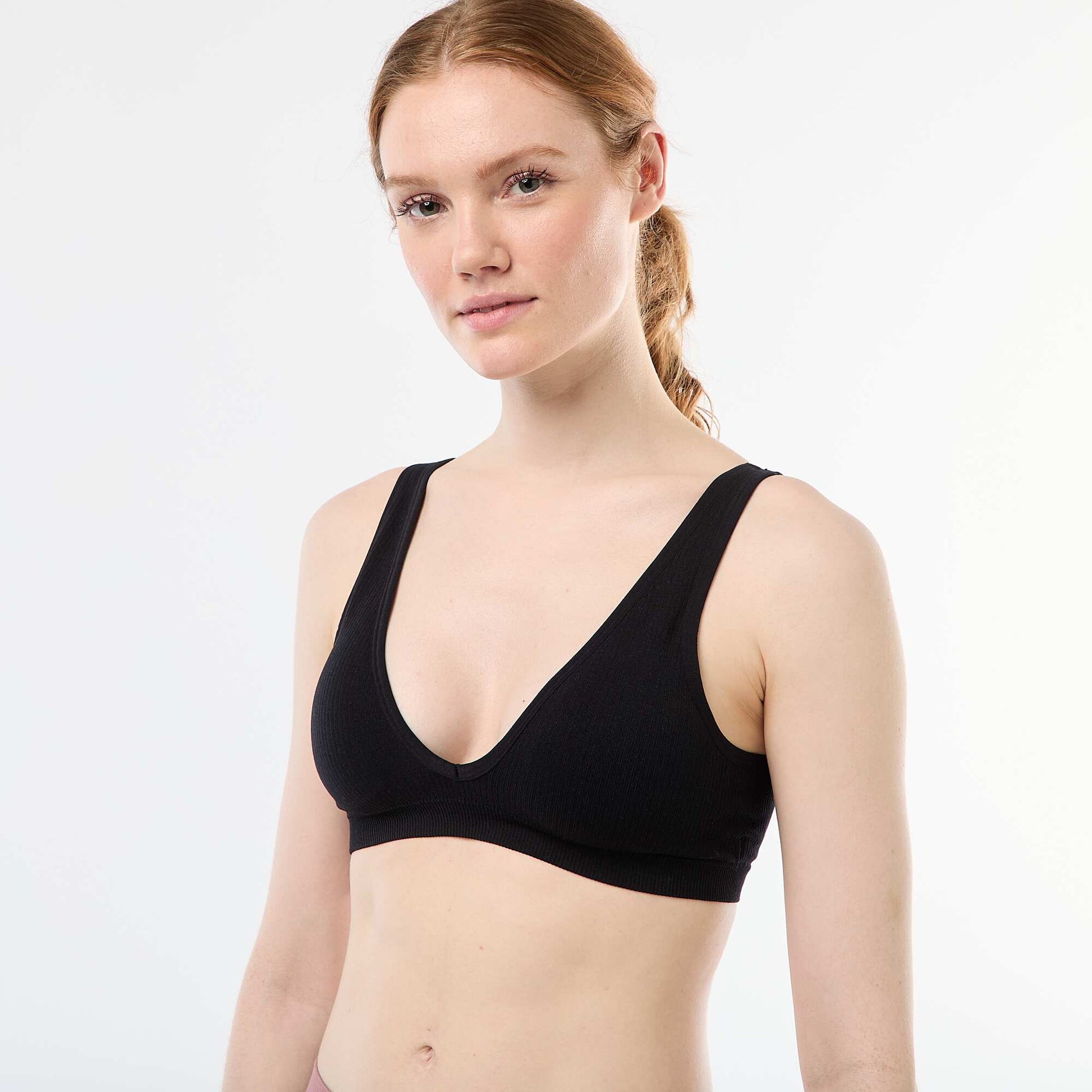 Lot de 2 brassières côtelées sans coutures NOIR