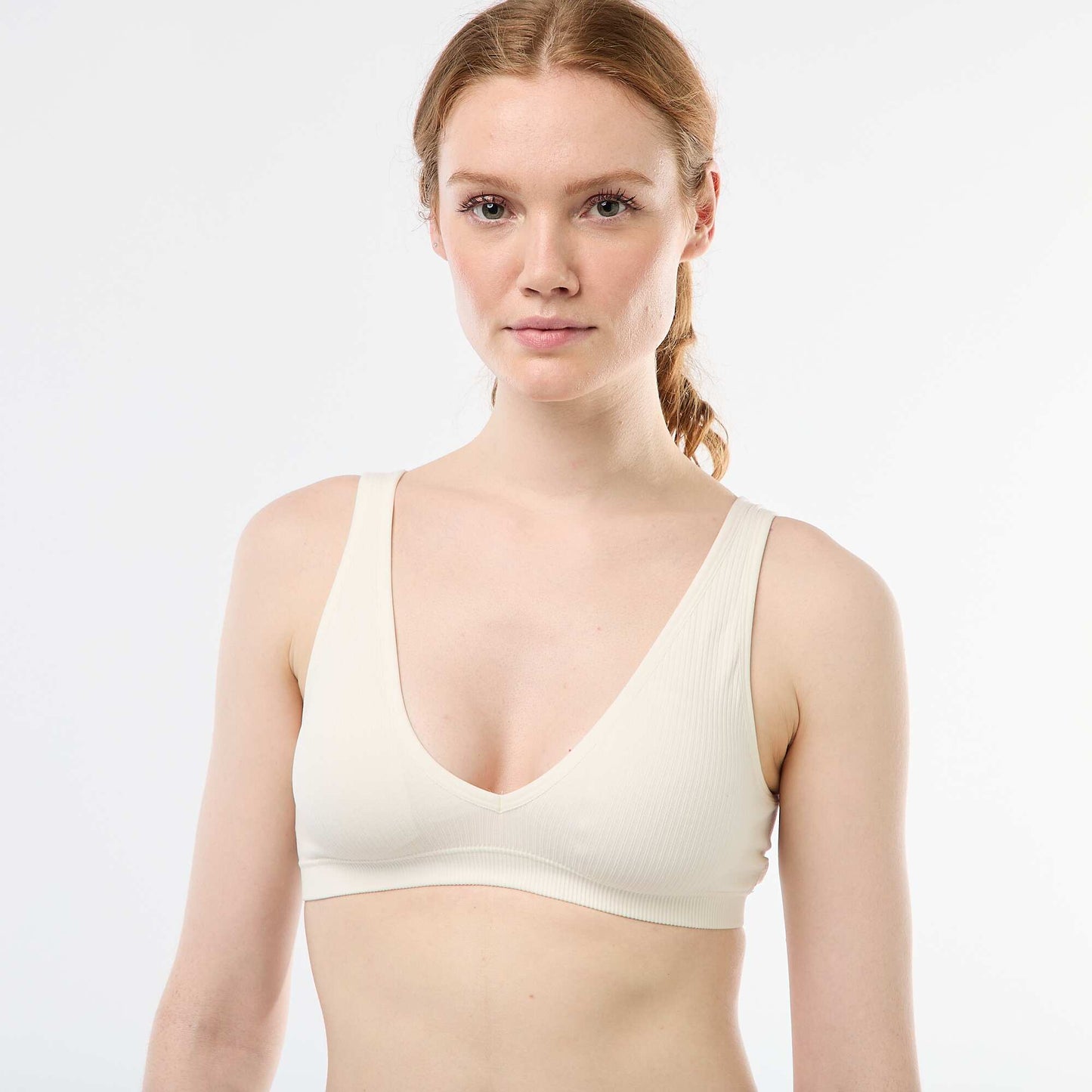 Lot de 2 brassières côtelées sans coutures BLANC