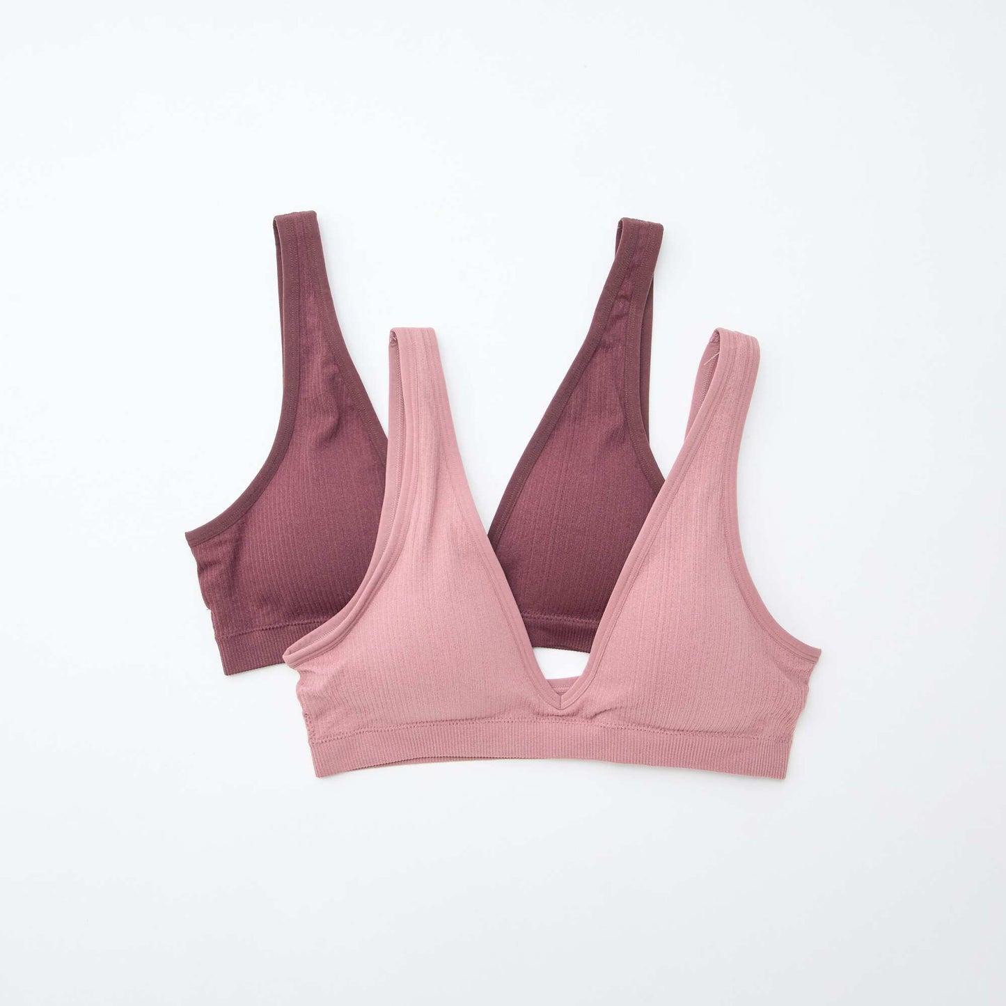 Lot de 2 brassières côtelées sans coutures ROSE