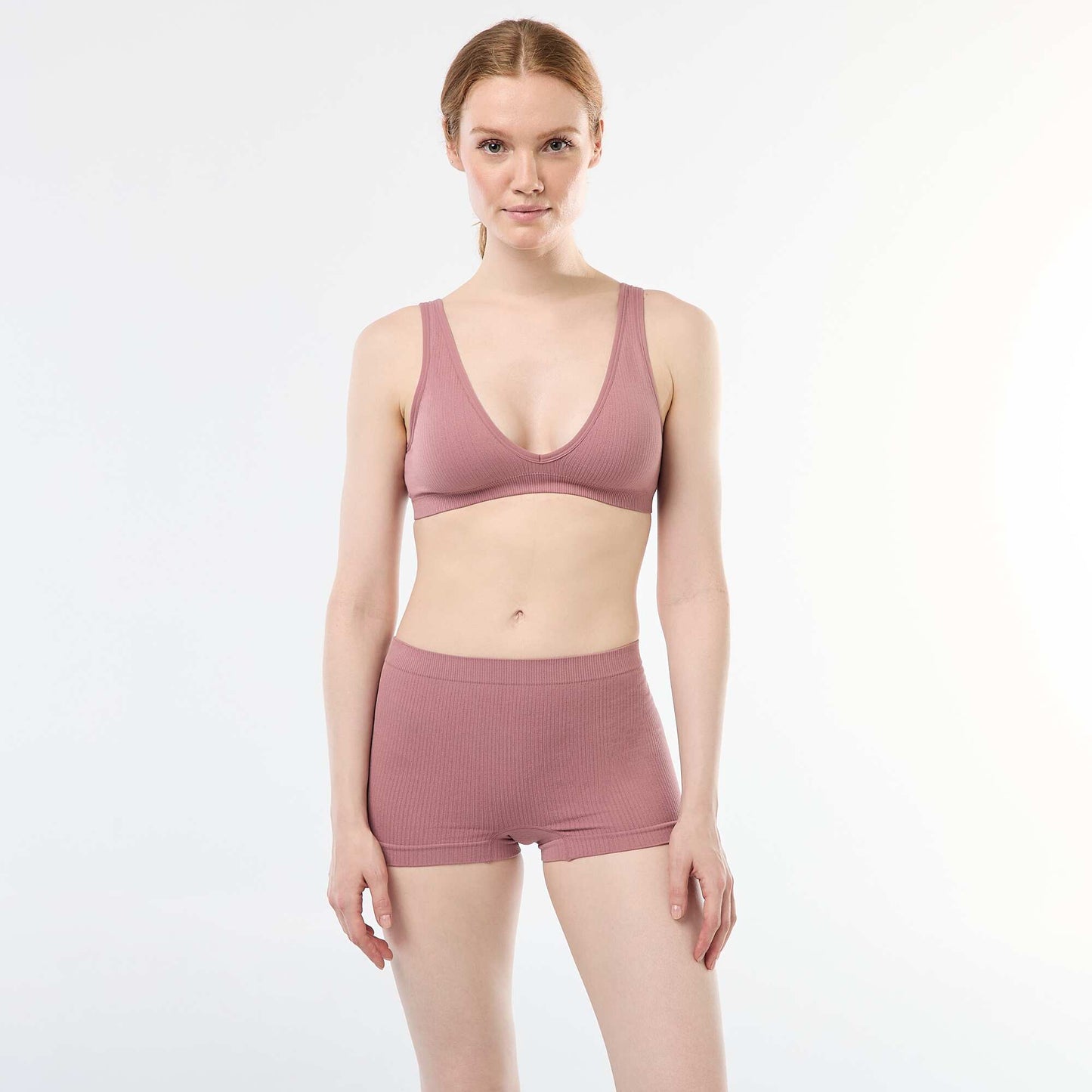 Lot de 2 brassières côtelées sans coutures ROSE