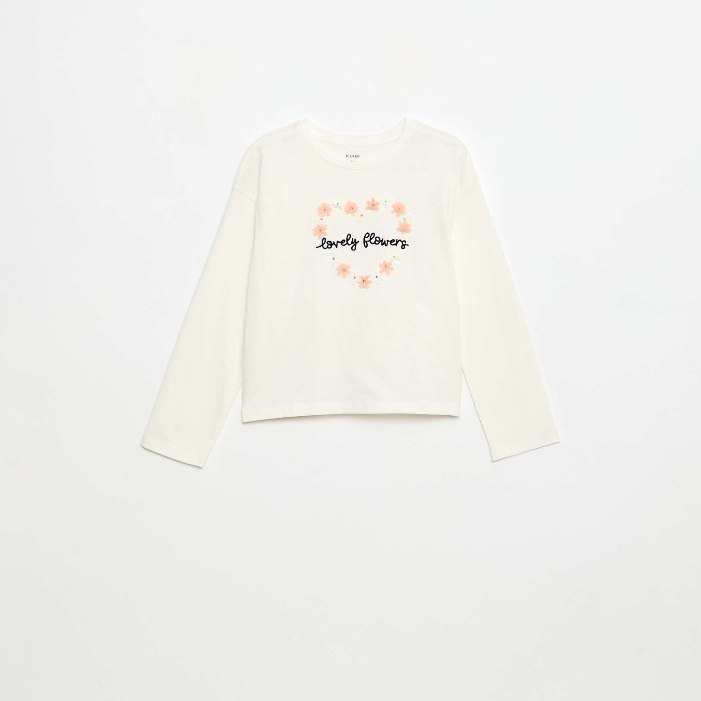 T-shirt manches longues avec sequins BEIGE