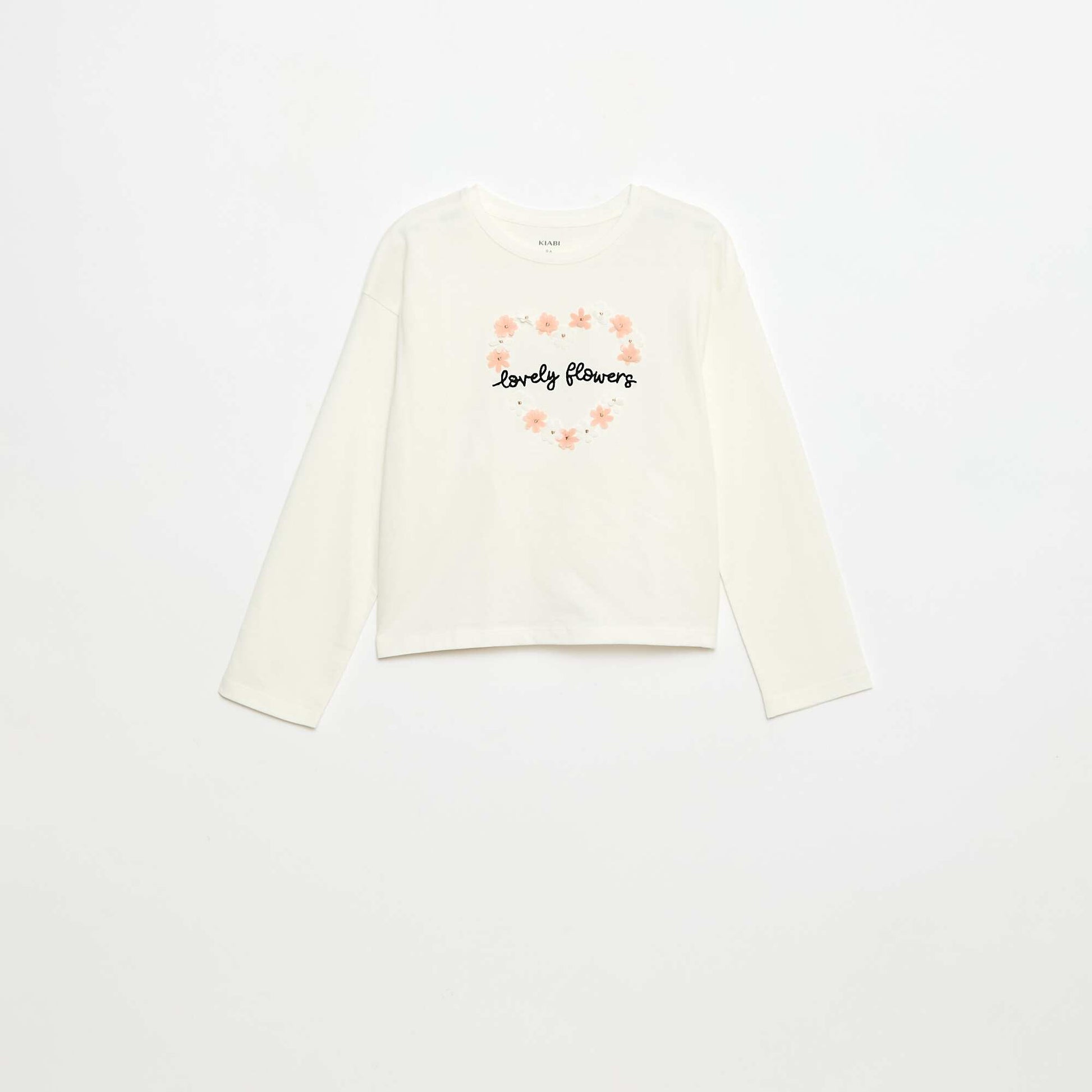 T-shirt manches longues avec sequins BEIGE
