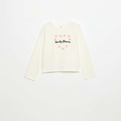 T-shirt manches longues avec sequins BEIGE