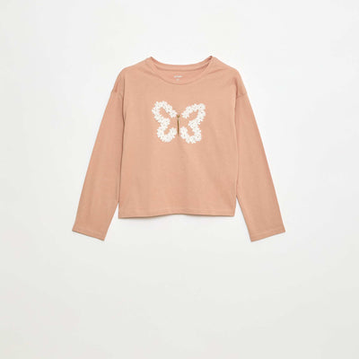 T-shirt manches longues avec sequins ROSE