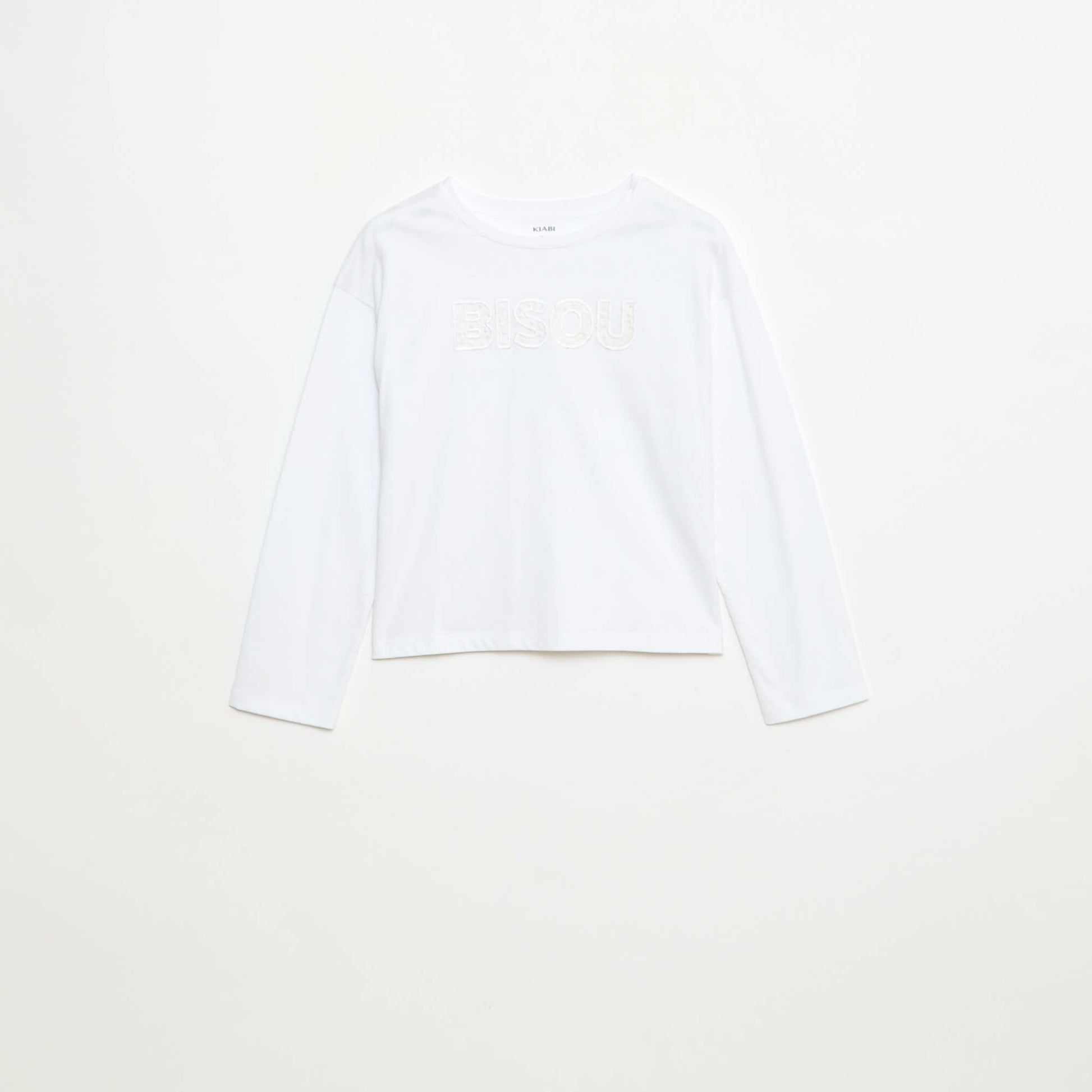 T-shirt manches longues avec sequins BLANC