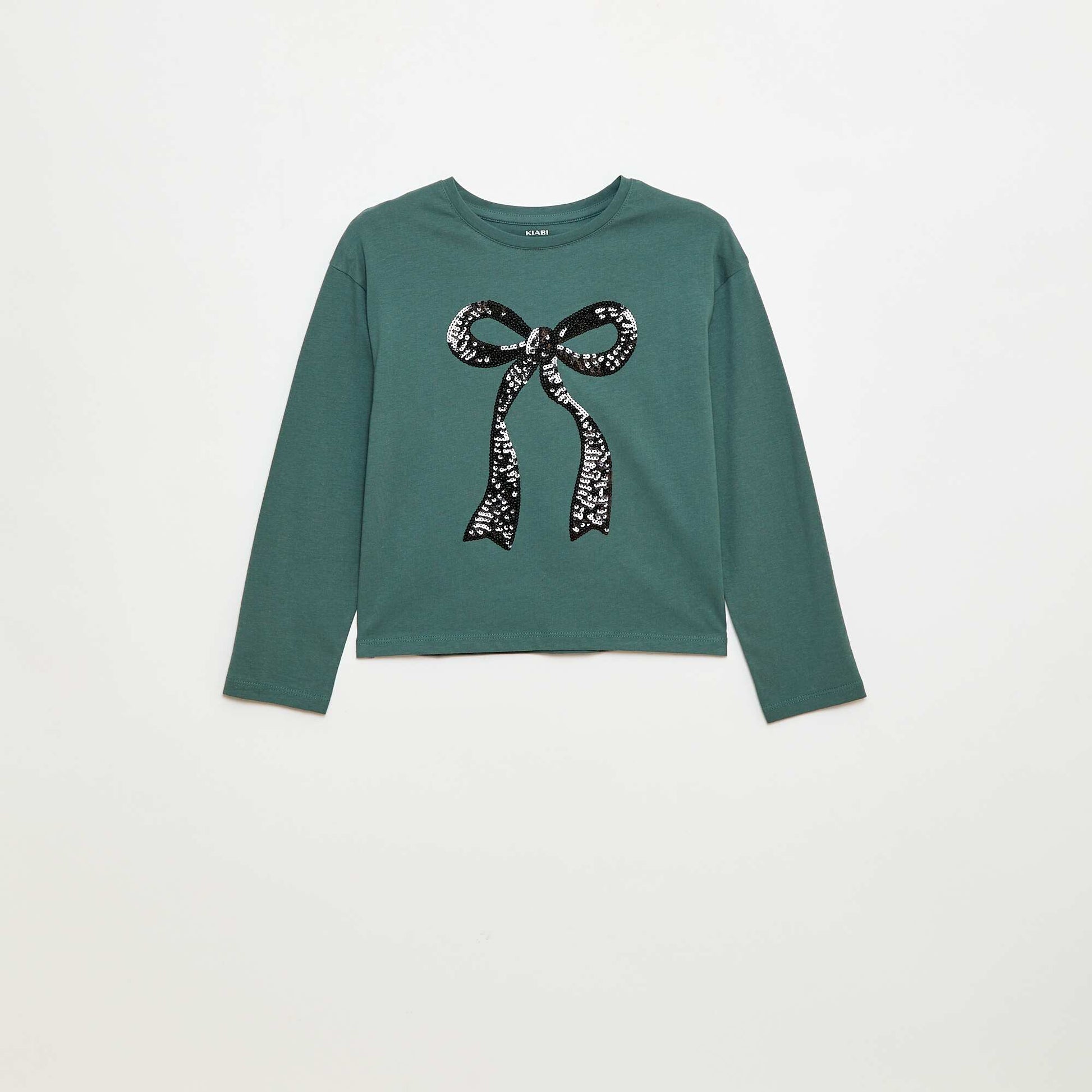 T-shirt manches longues avec sequins VERT