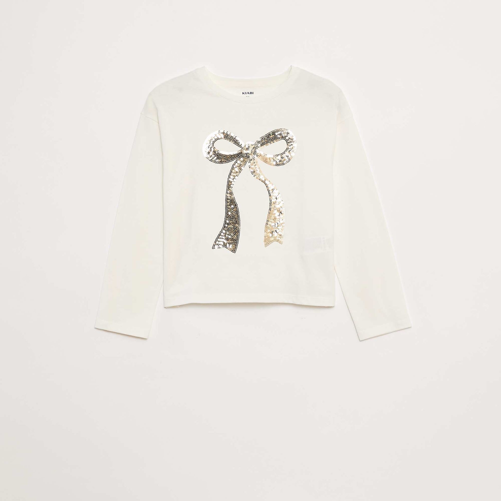 T-shirt manches longues avec sequins BLANC