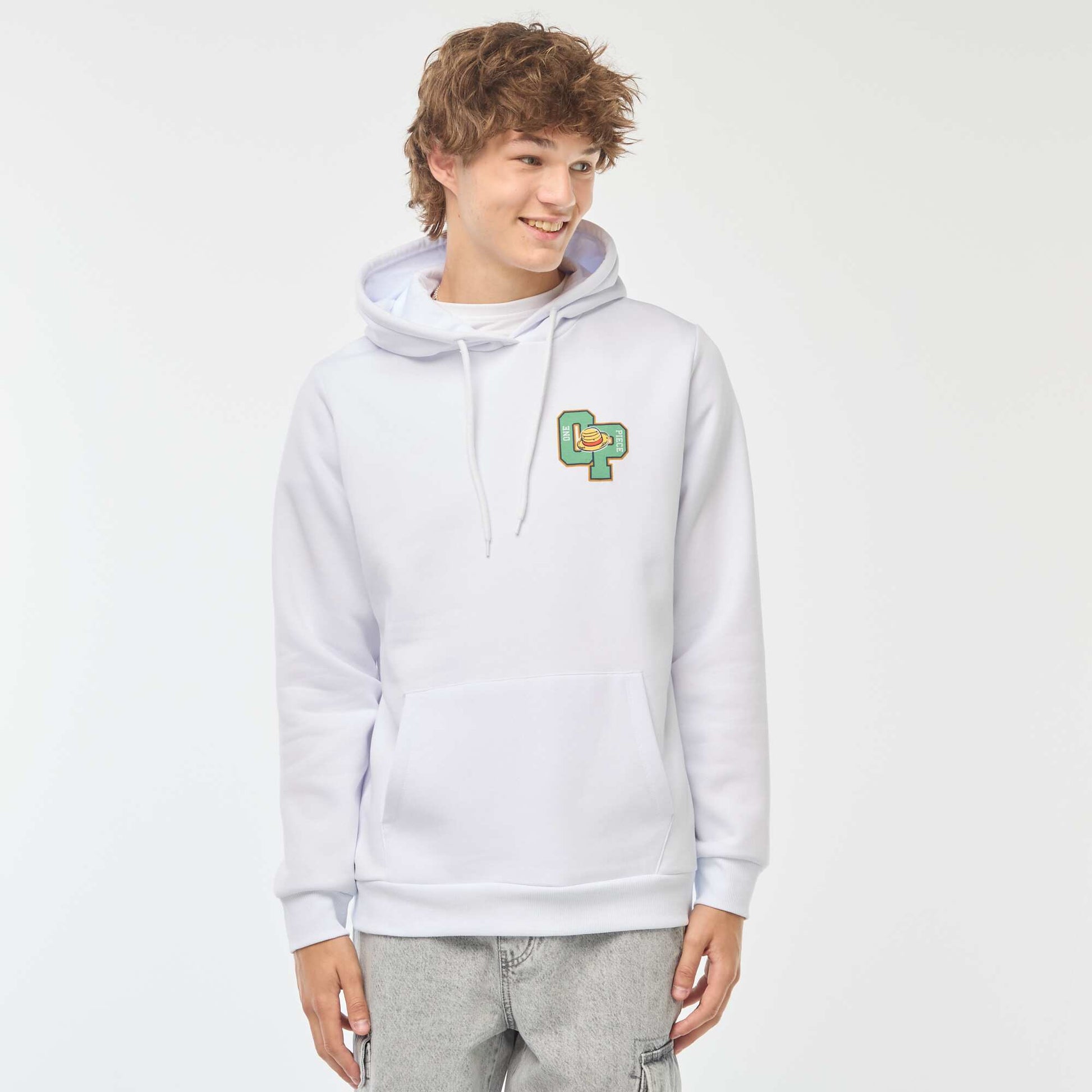 Sweat à capuche 'One piece' BLANC